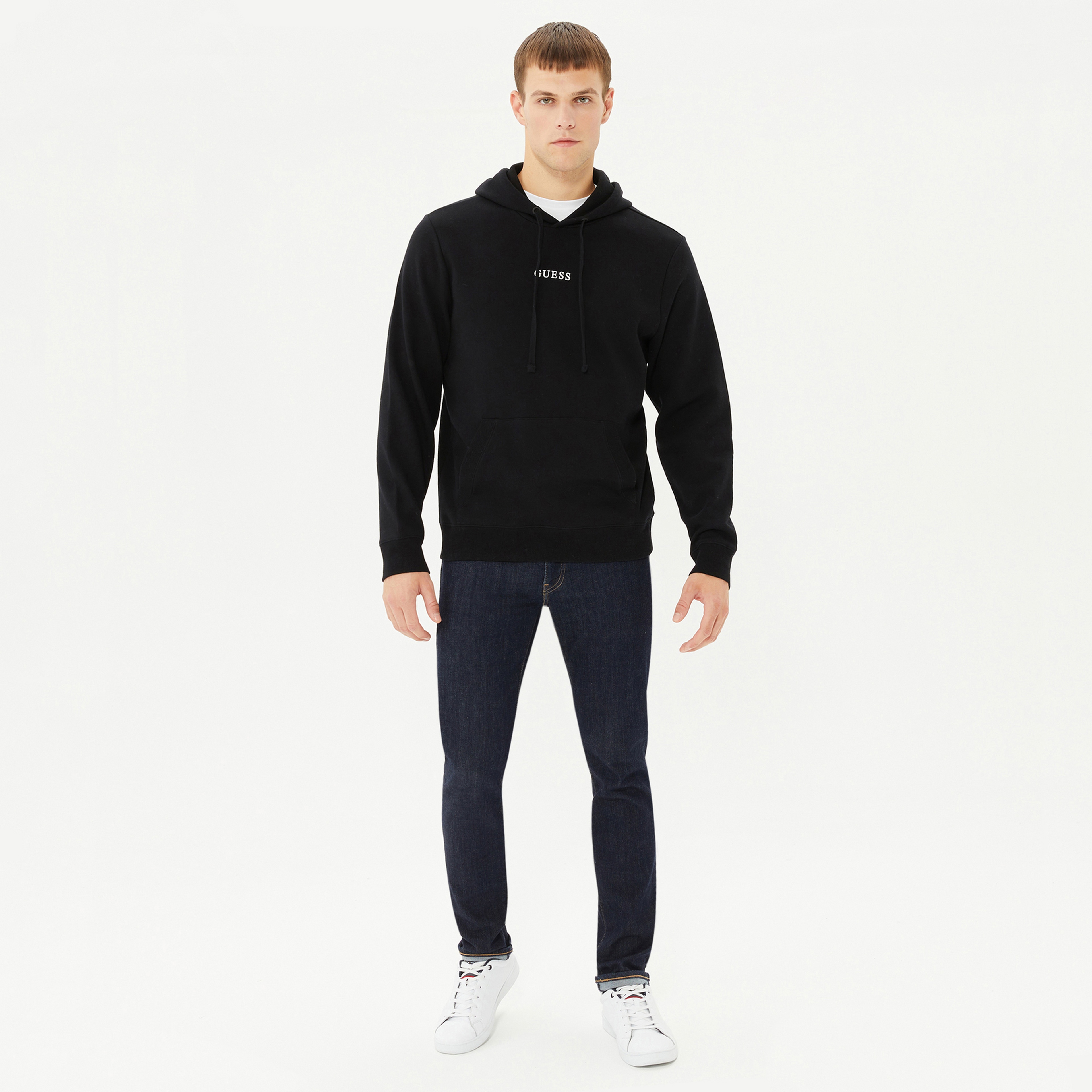 Guess Roy Hoodie Erkek Siyah Sweatshirt