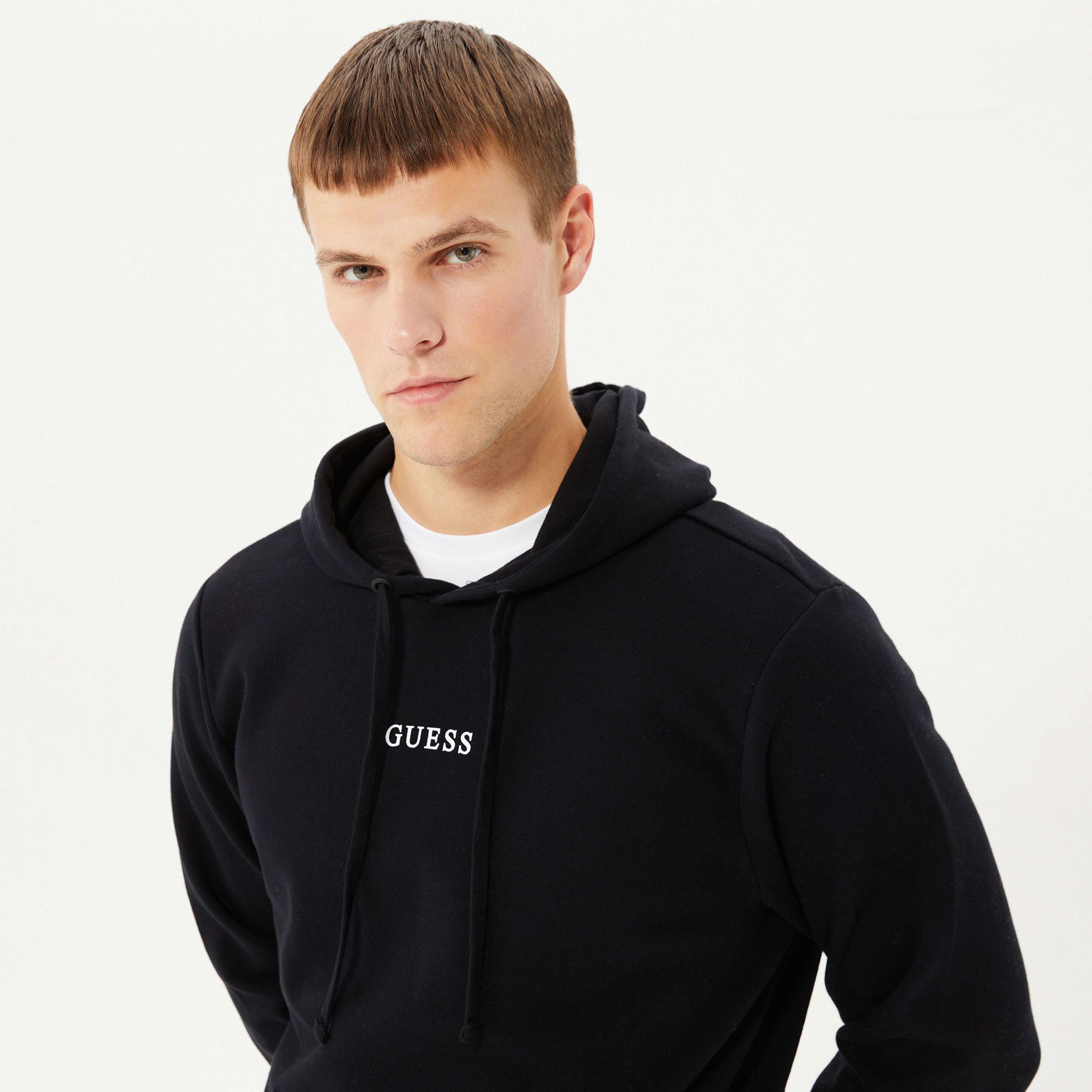 Guess Roy Hoodie Erkek Siyah Sweatshirt