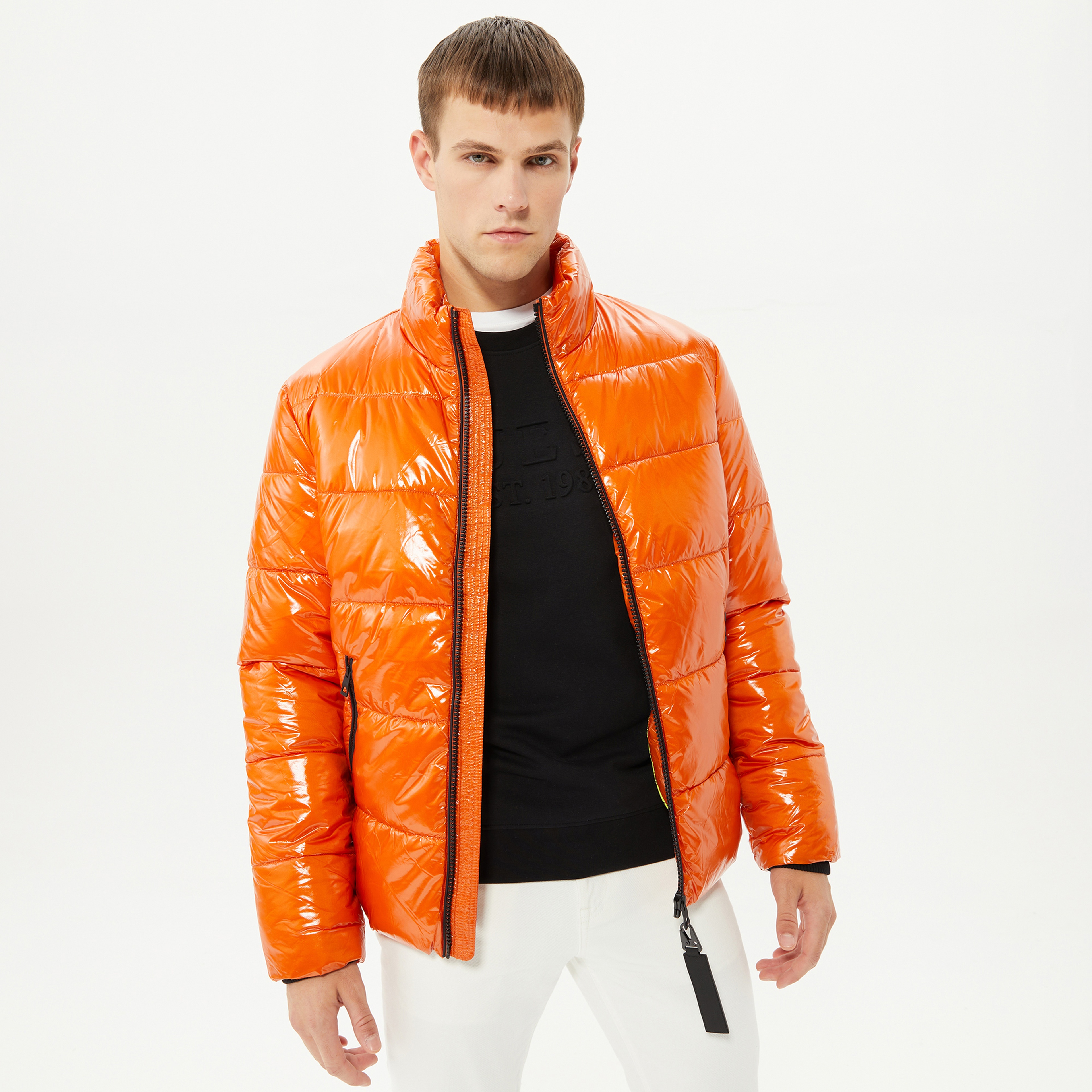 Guess Liquid Puffa Erkek Turuncu Mont