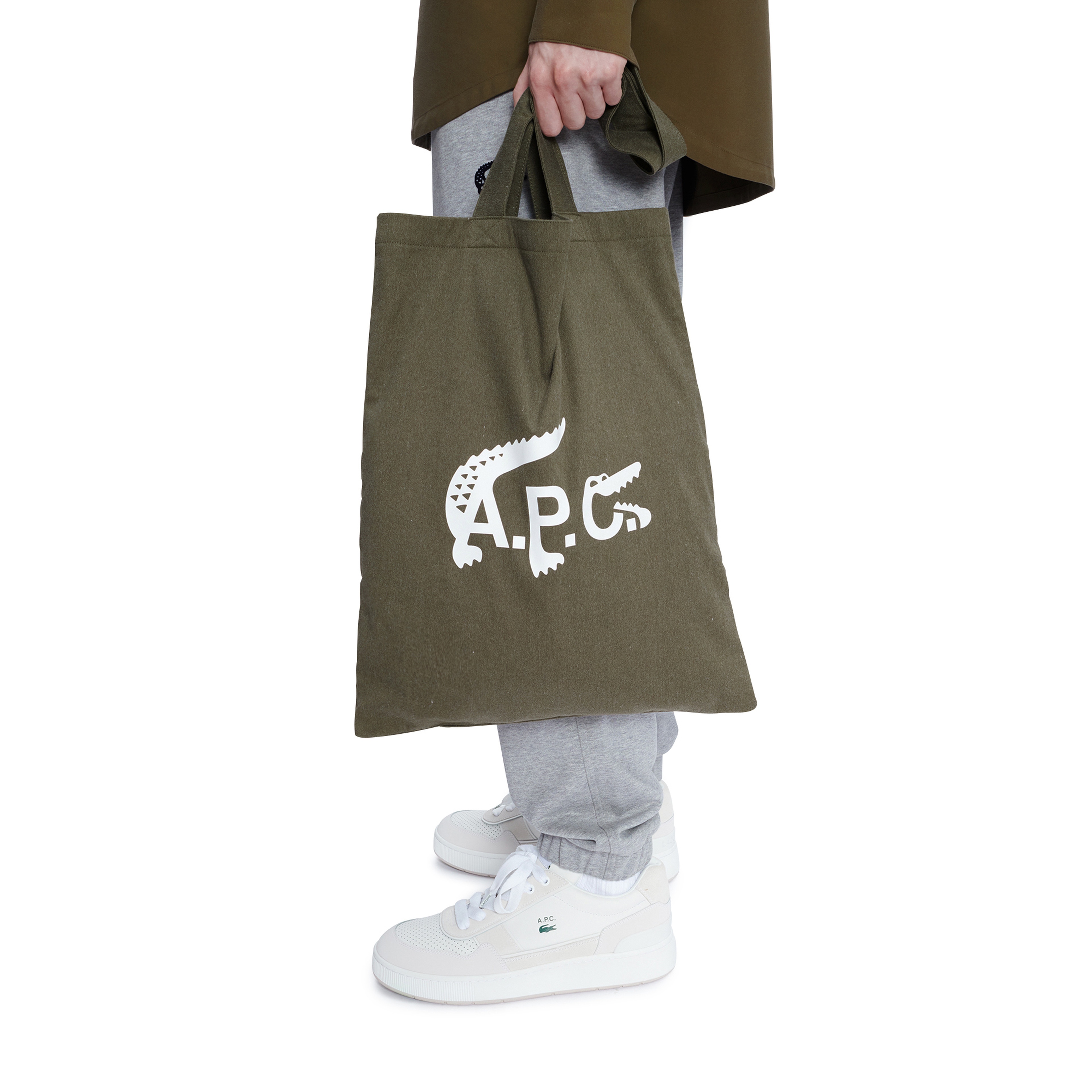 Lacoste X A.P.C Kadın Baskılı Haki Alışveriş Çantası