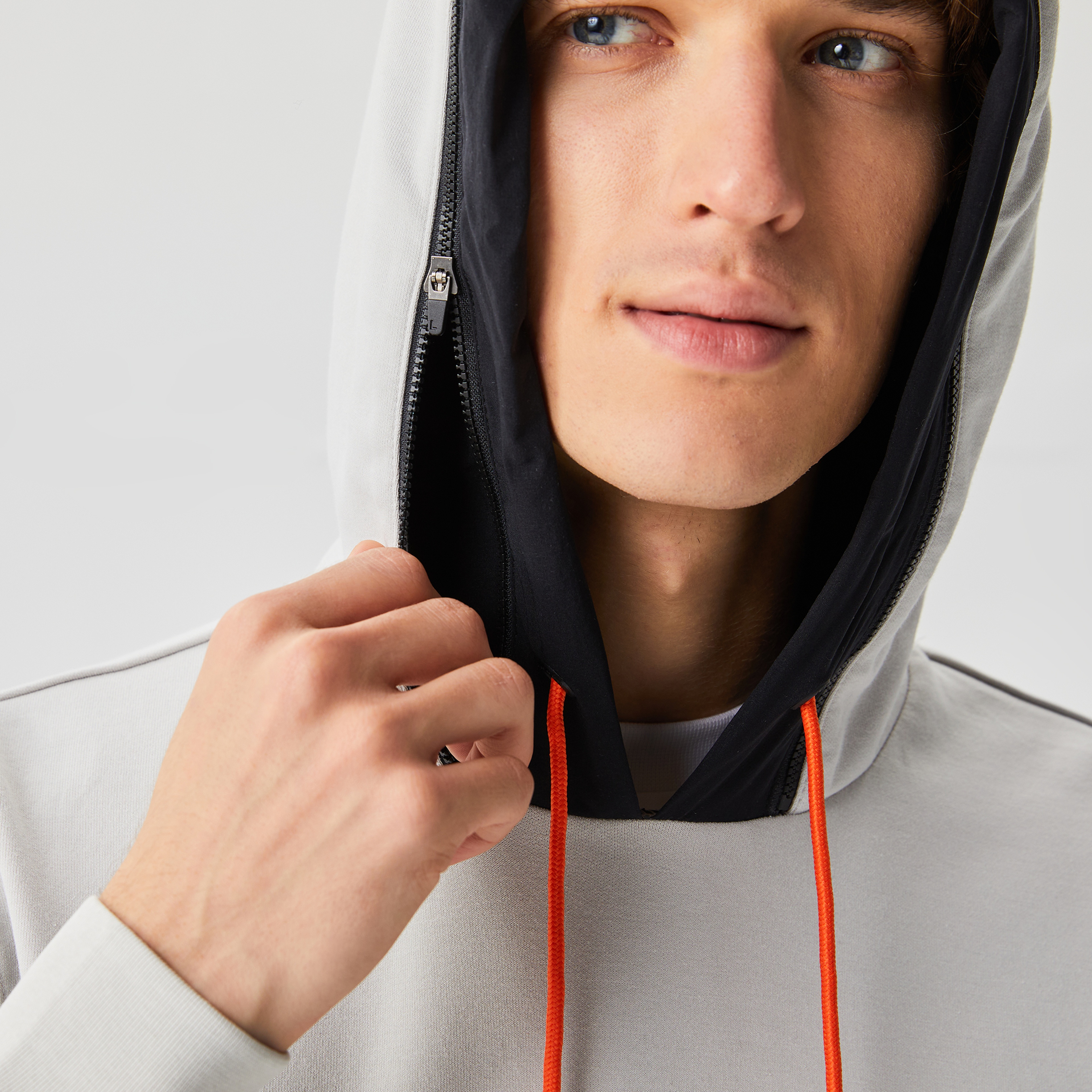 Lacoste Erkek Regular Fit Ayarlanabilir Kapüşonlu Baskılı Gri Sweatshirt