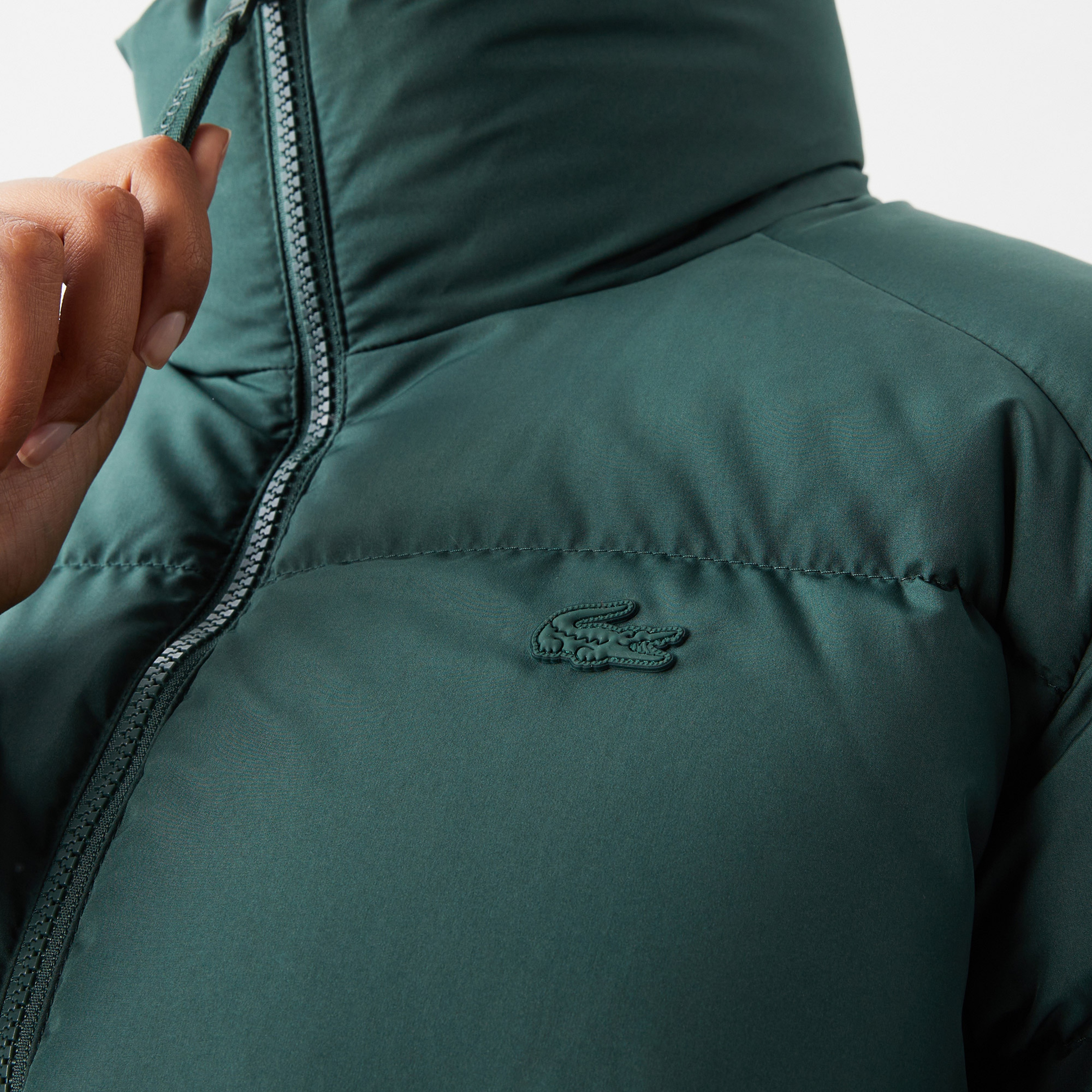 Lacoste Active Kadın Kapüşonlu Kapitone Yeşil Mont