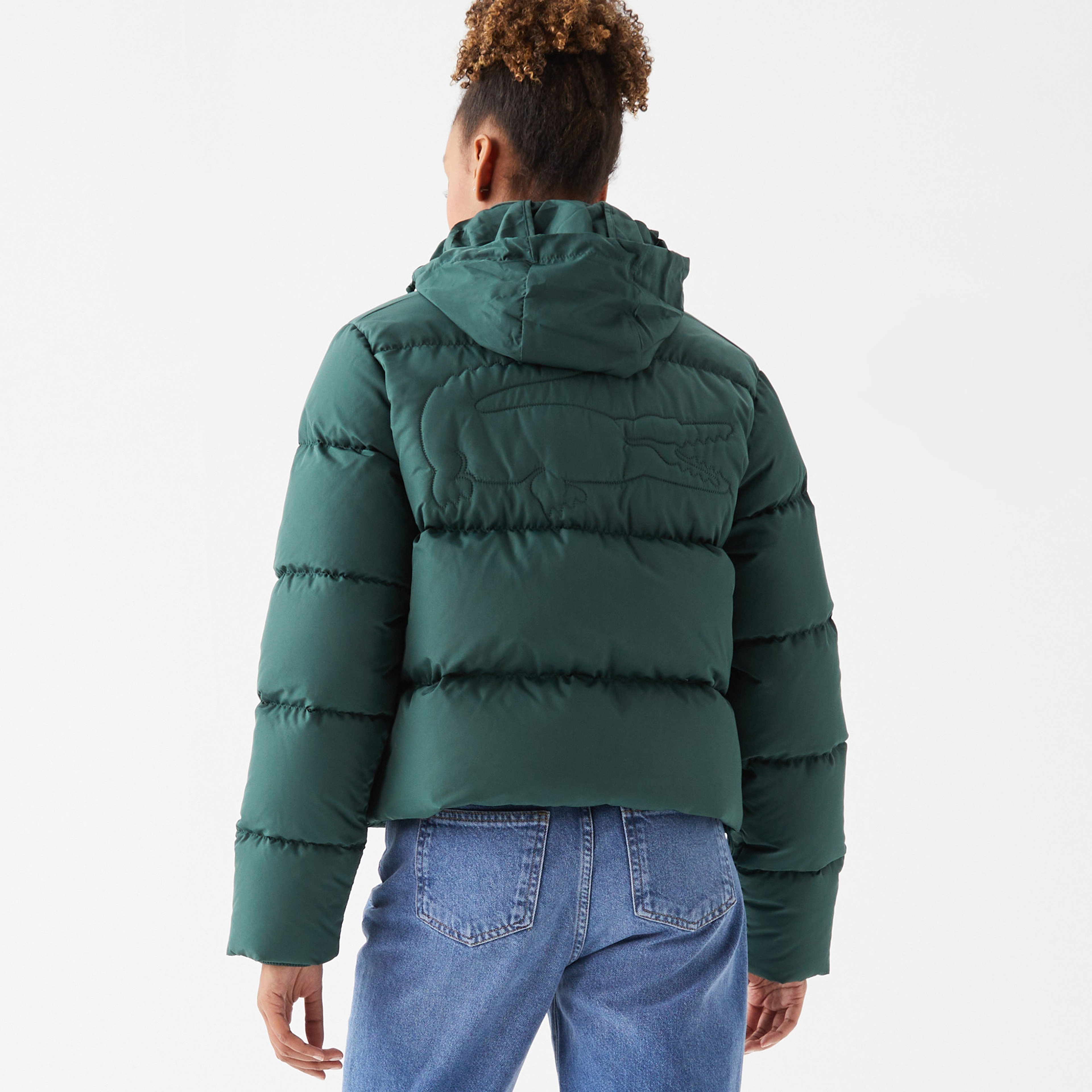 Lacoste Active Kadın Kapüşonlu Kapitone Yeşil Mont