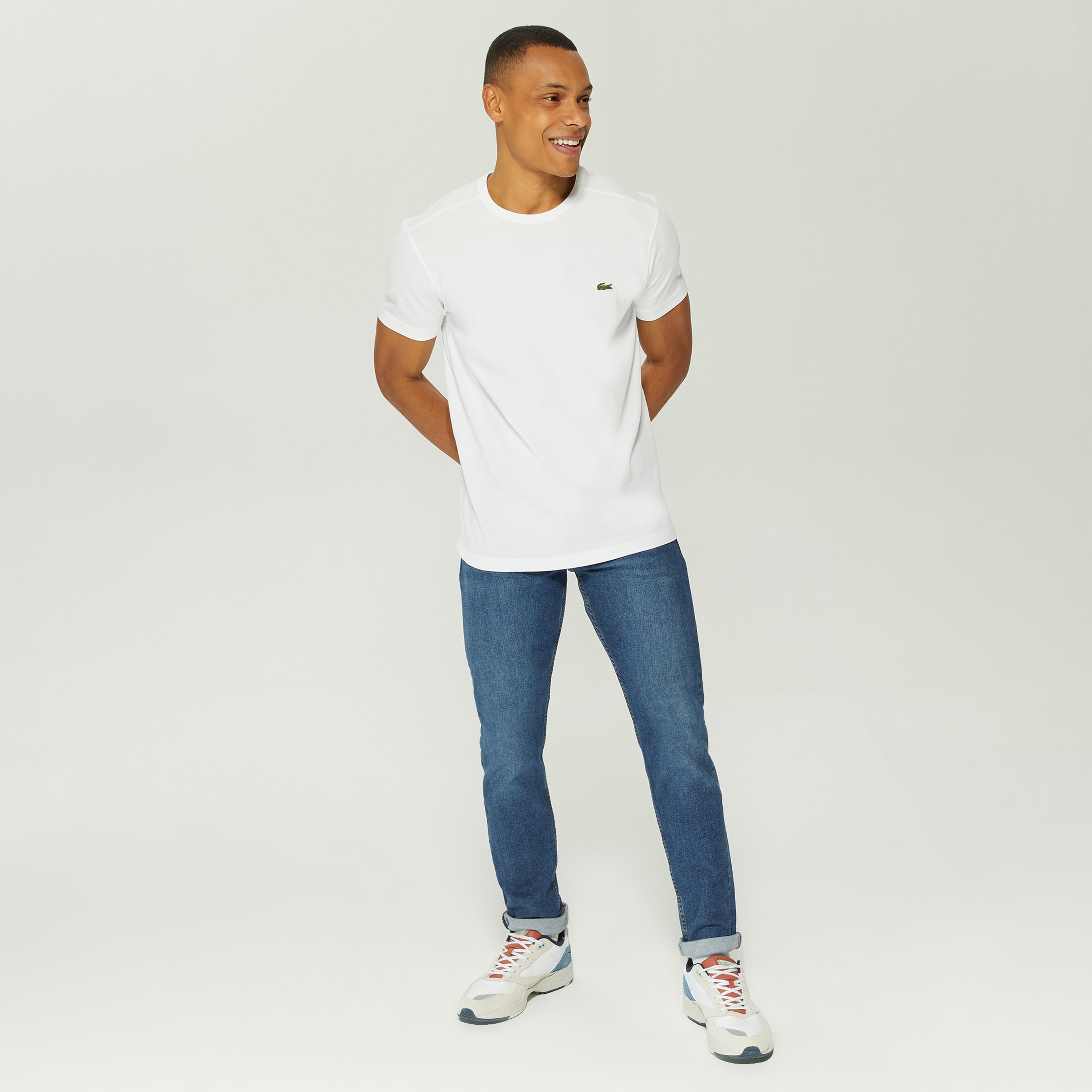 Lacoste SPORT Erkek Regular Fit Bisiklet Yaka Beyaz T-Shirt