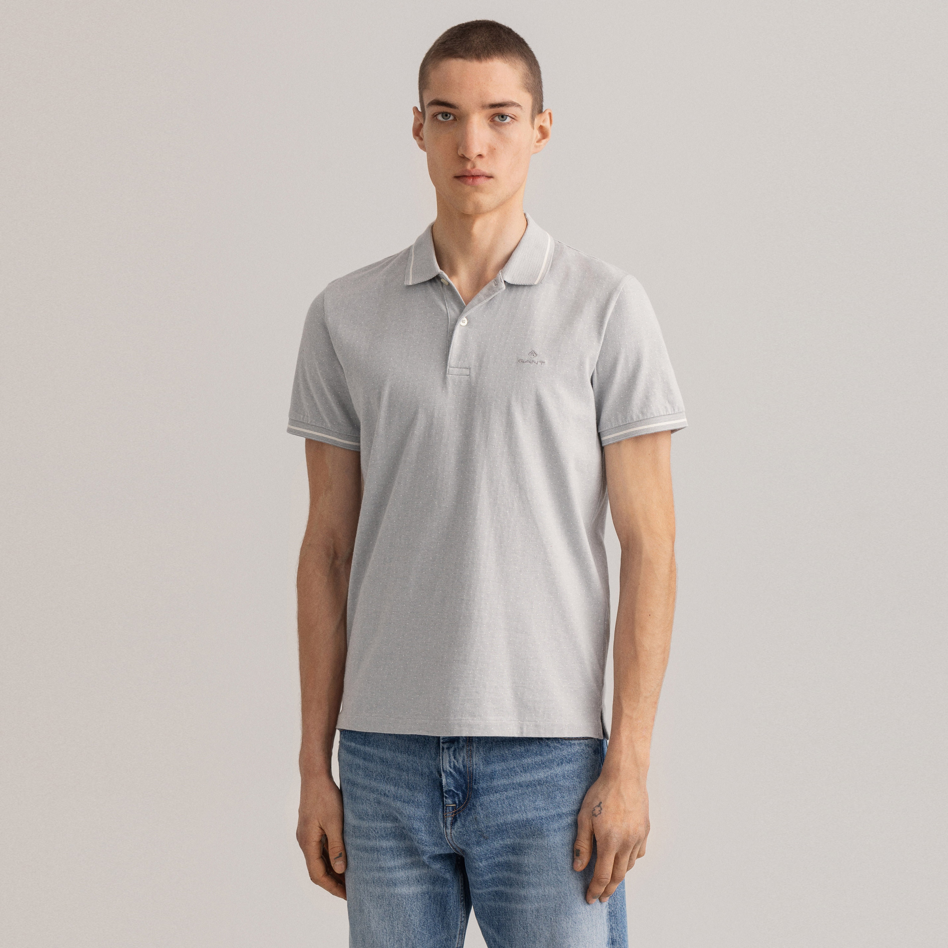 Gant Erkek Gri Regular Fit Polo