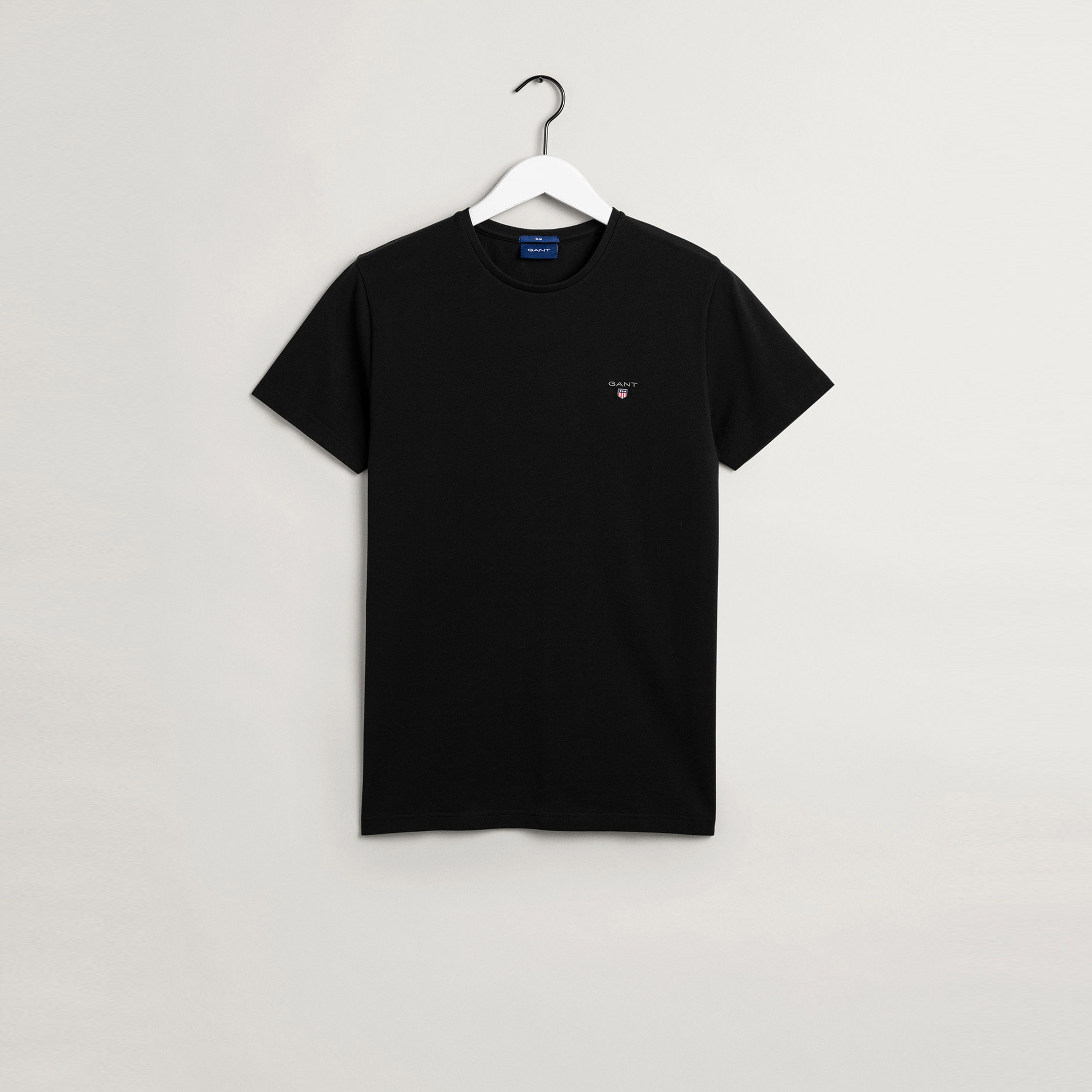 GANT Erkek Siyah Regular Fit Bisiklet Yaka T-shirt