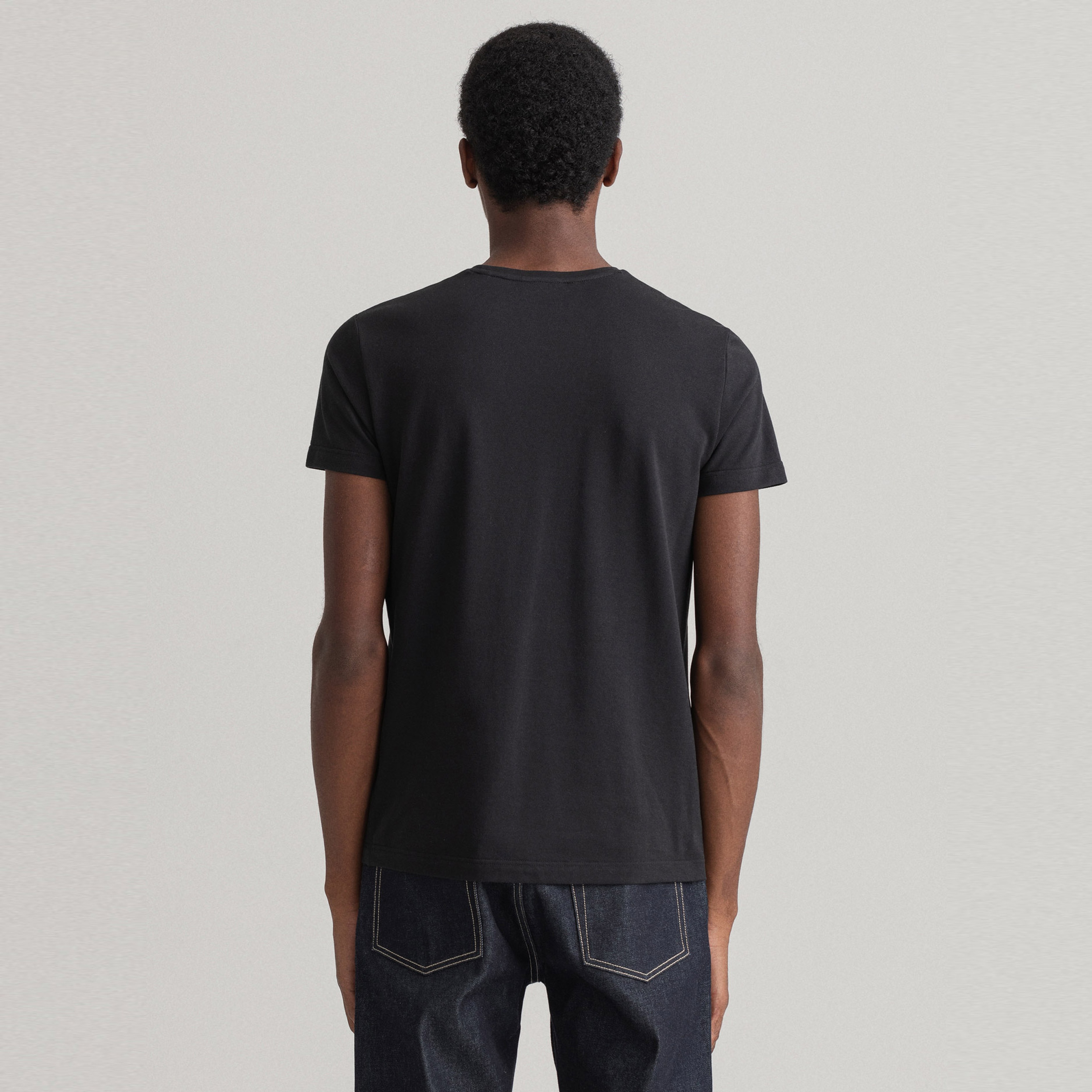 GANT Erkek Siyah Regular Fit Bisiklet Yaka T-shirt