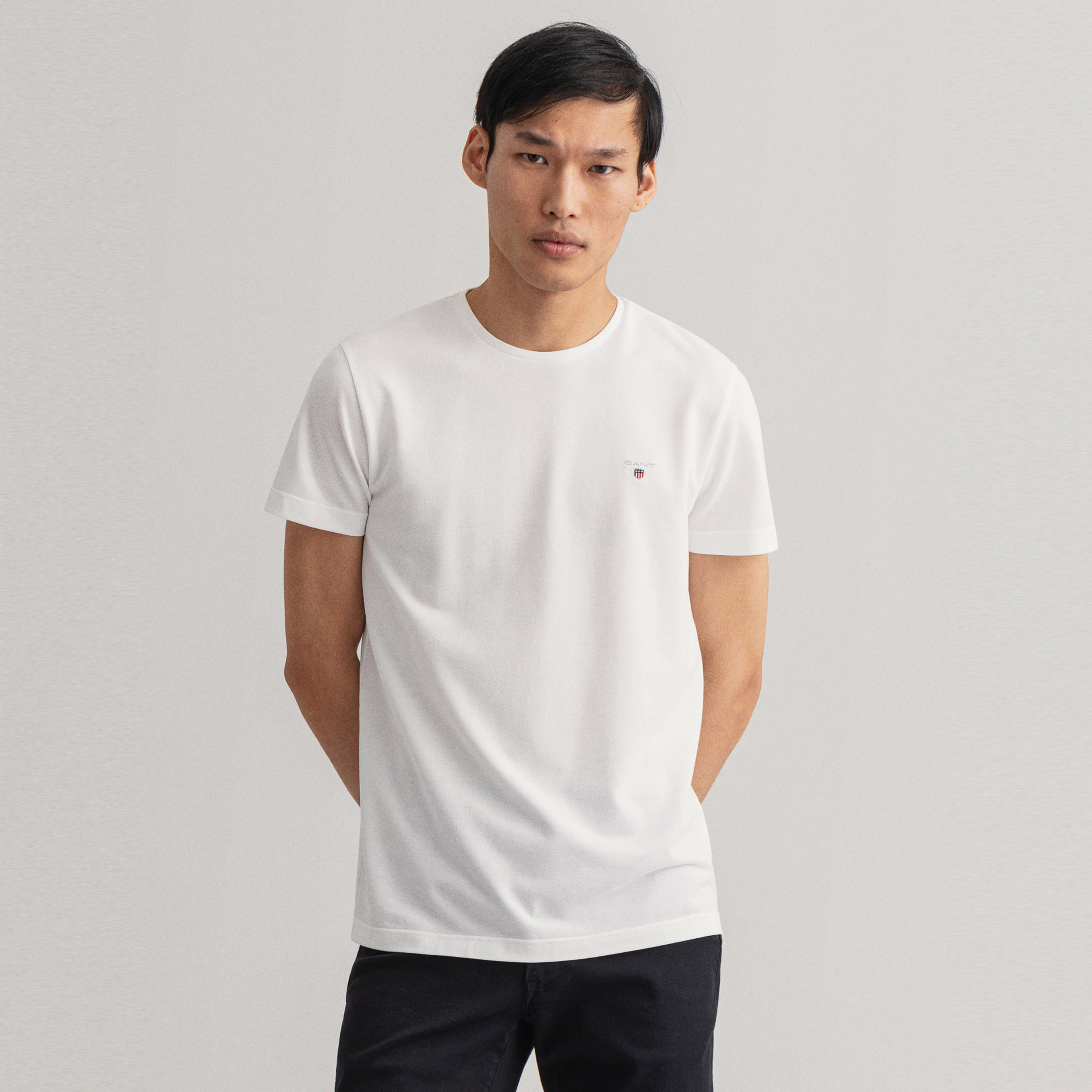 GANT Erkek Beyaz Regular Fit Bisiklet Yaka T-shirt