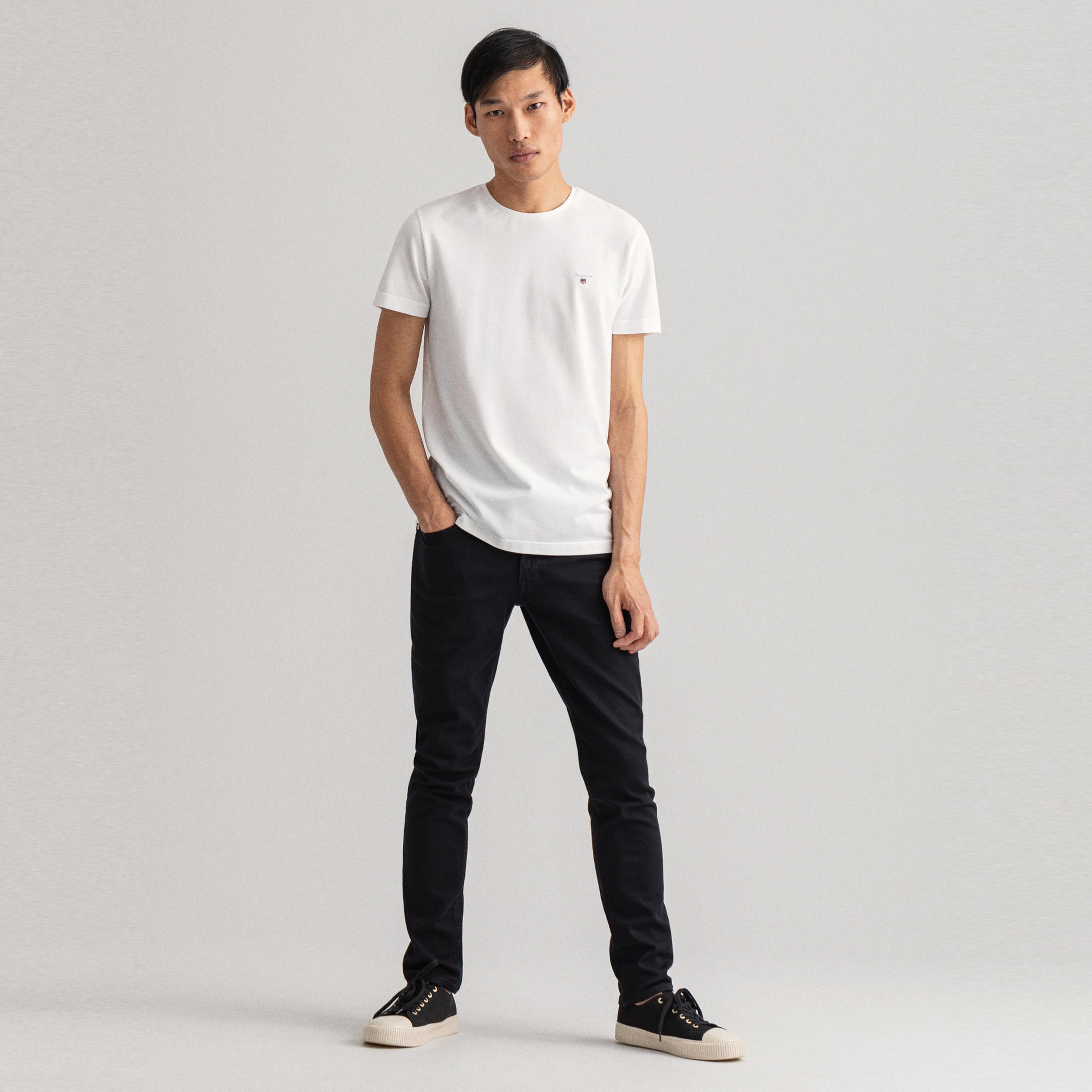 GANT Erkek Beyaz Regular Fit Bisiklet Yaka T-shirt