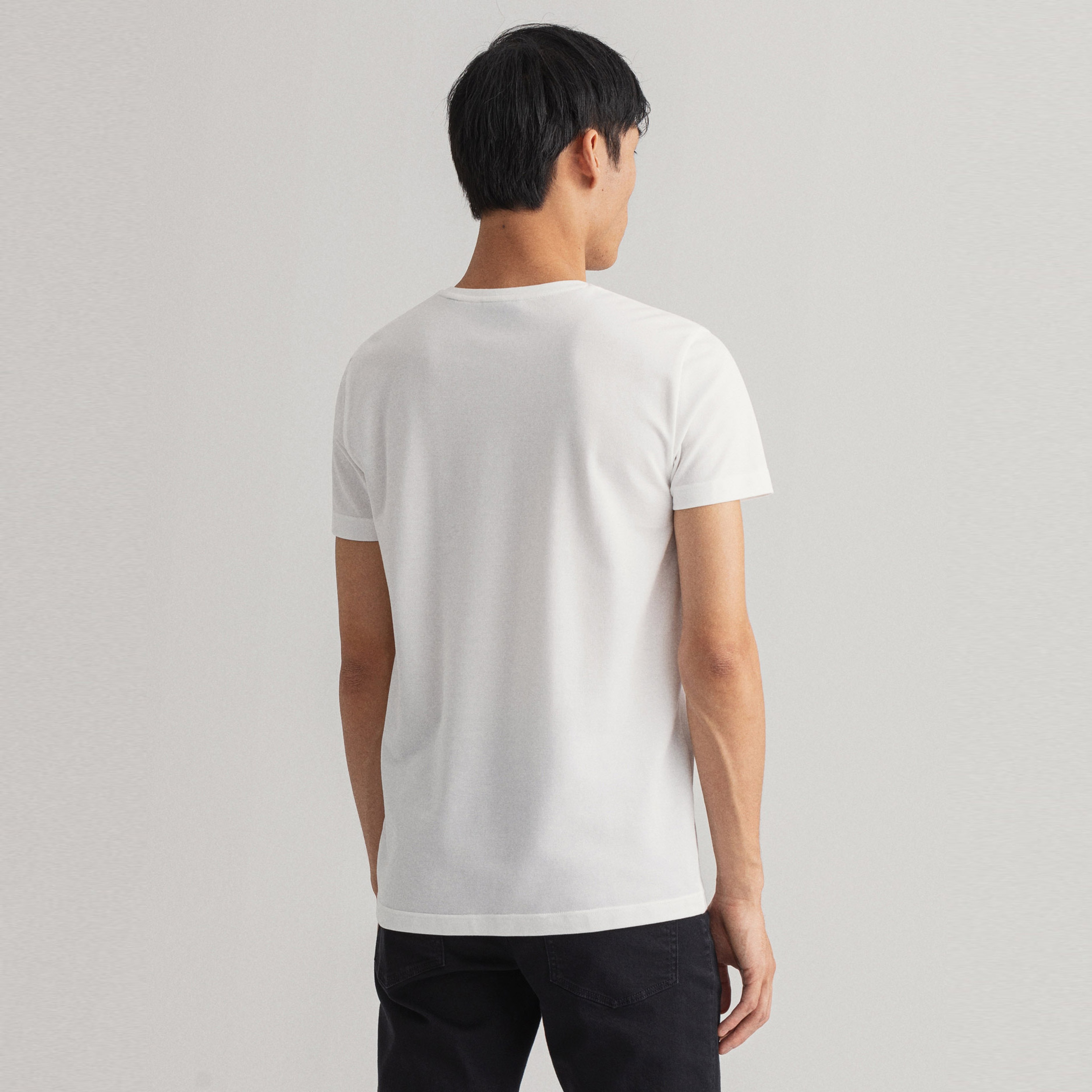 GANT Erkek Beyaz Regular Fit Bisiklet Yaka T-shirt