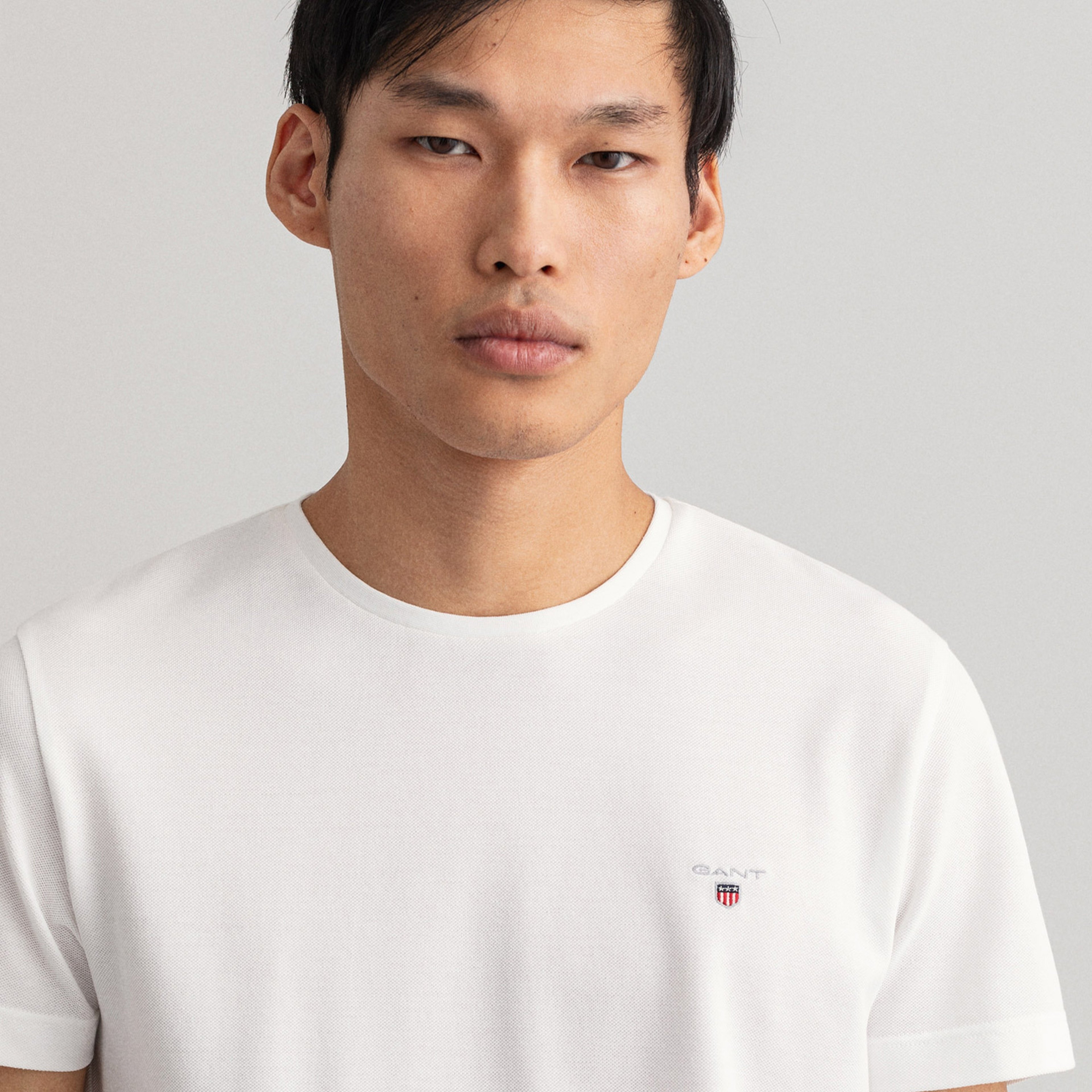 GANT Erkek Beyaz Regular Fit Bisiklet Yaka T-shirt