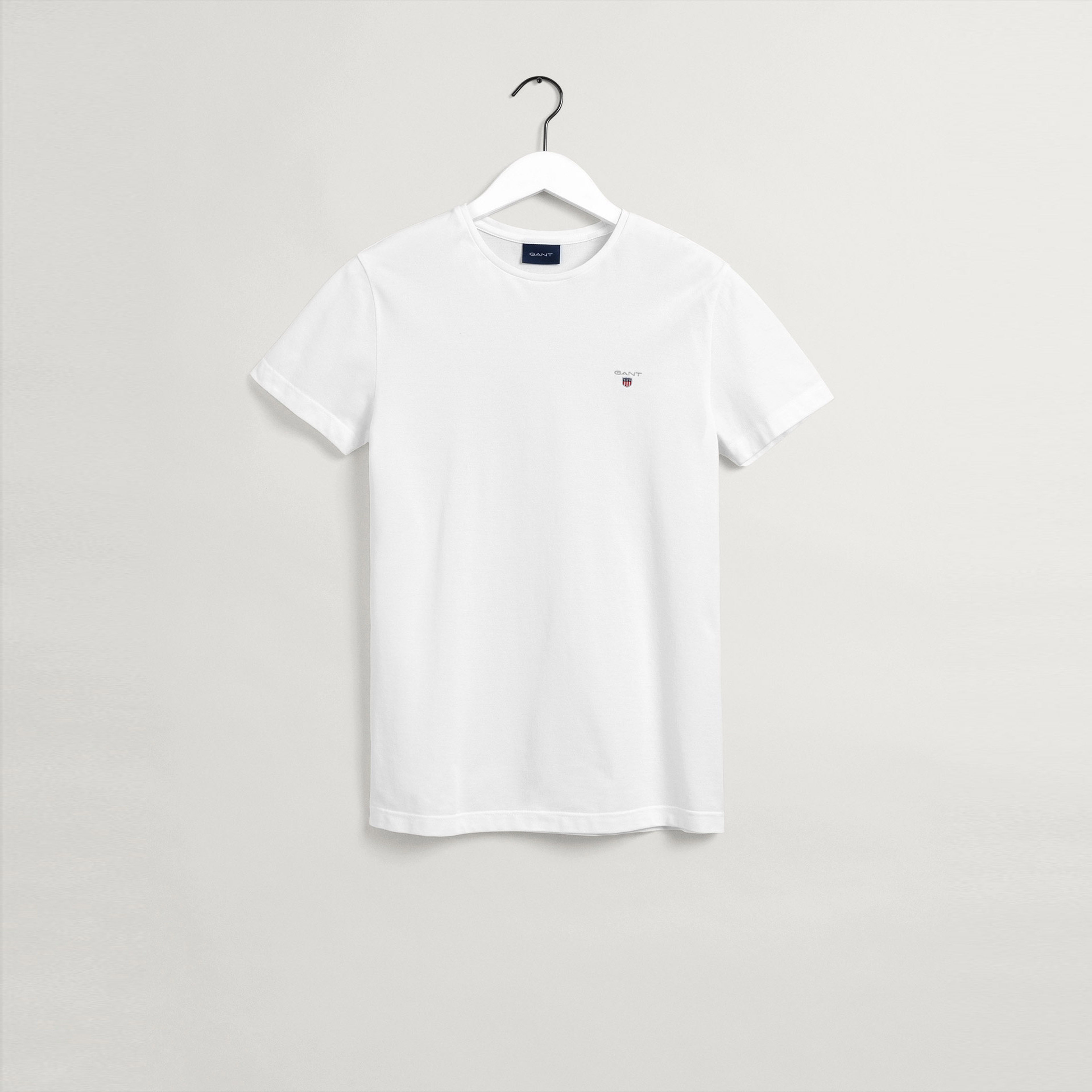 GANT Erkek Beyaz Regular Fit Bisiklet Yaka T-shirt