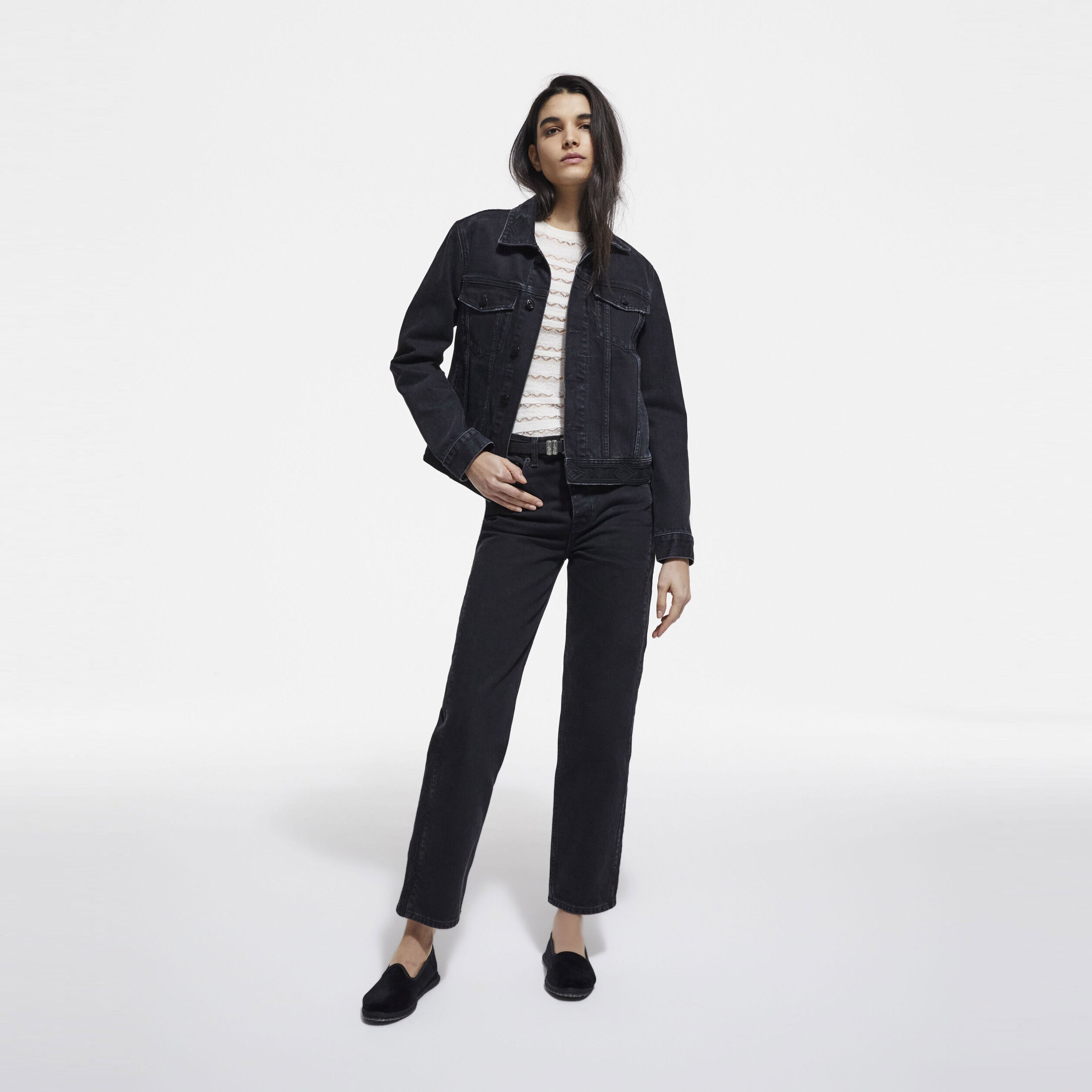 KADIN SİYAH KOT CEKET