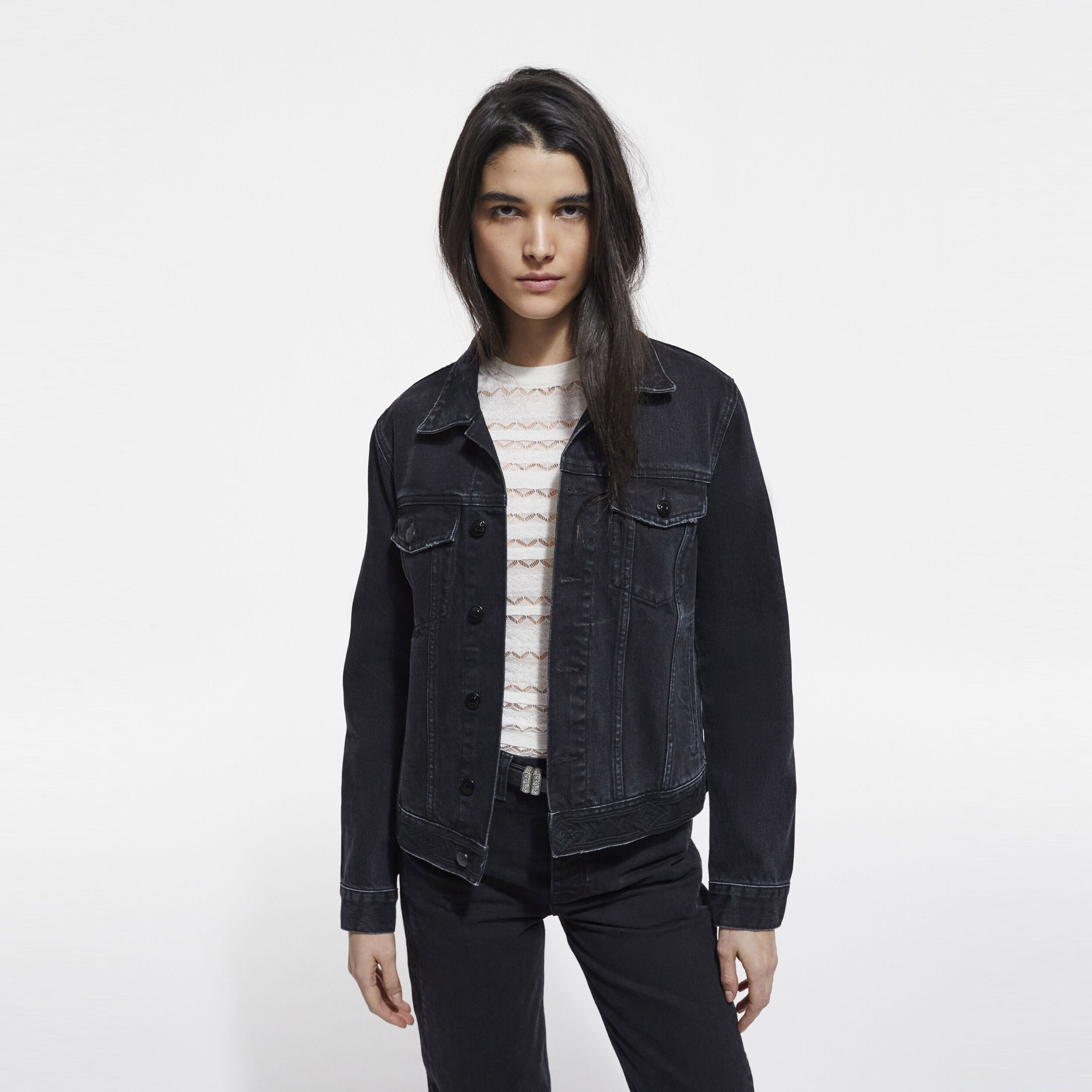 KADIN SİYAH KOT CEKET