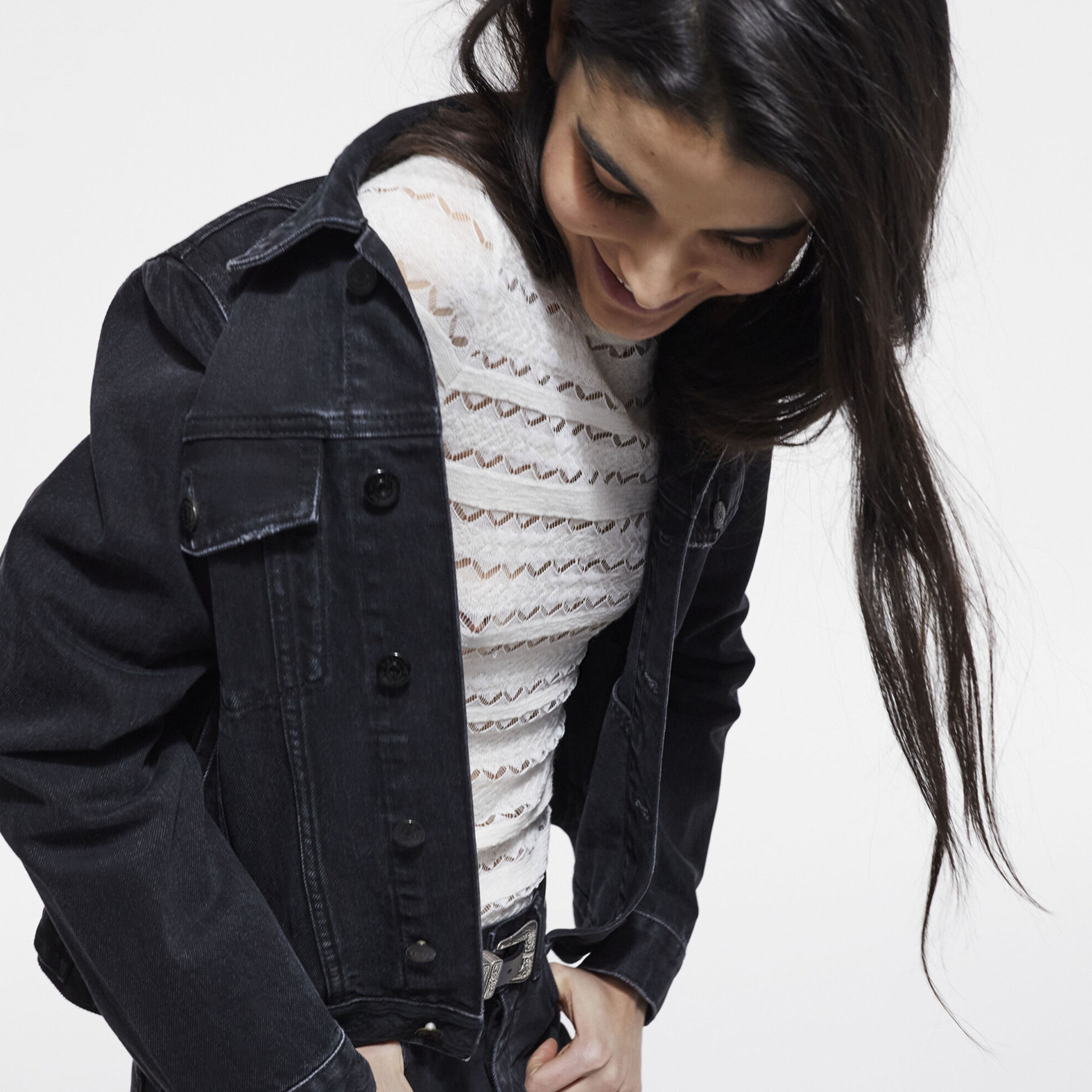 KADIN SİYAH KOT CEKET