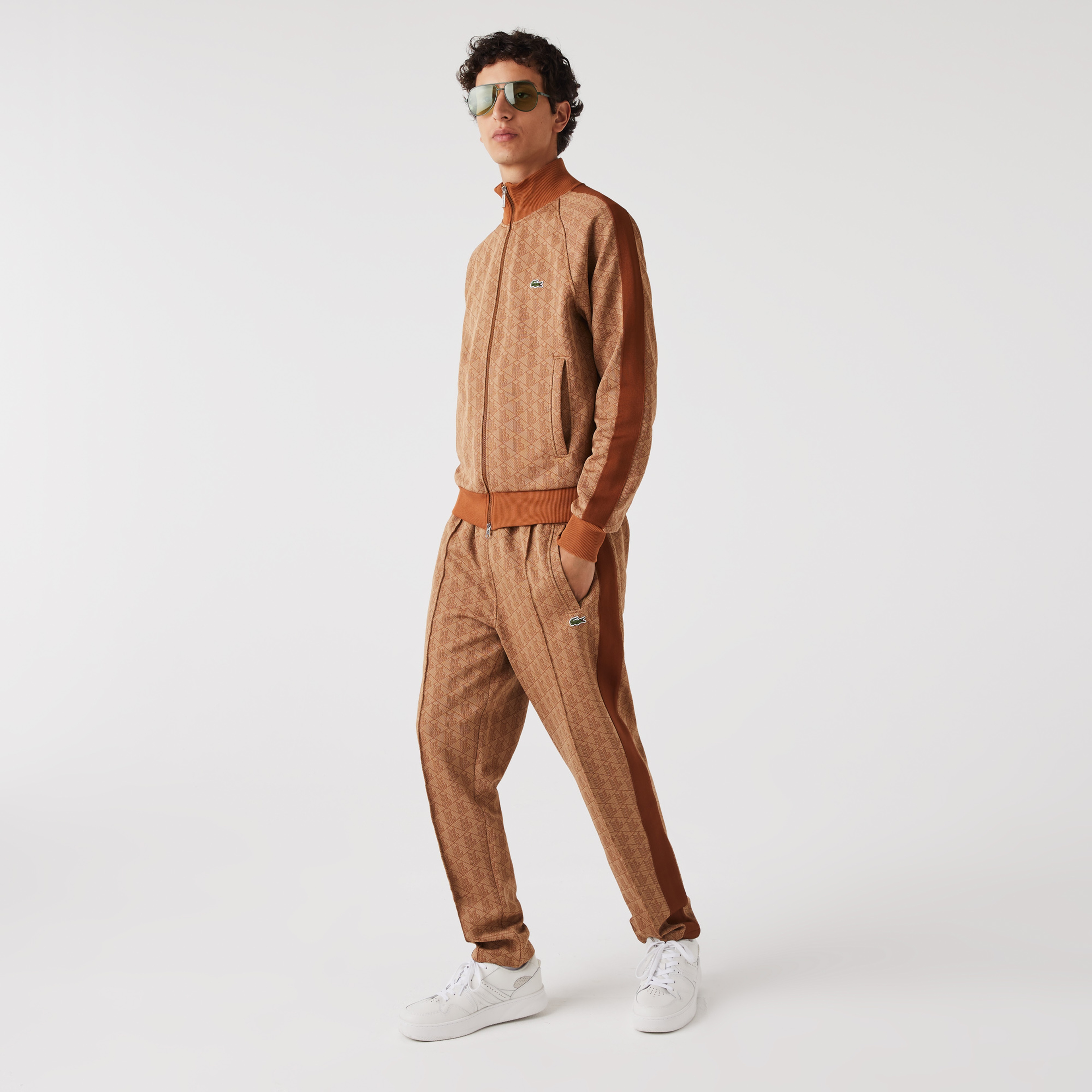 Lacoste Erkek Tapered Fit Monogram Kahverengi Eşofman Altı