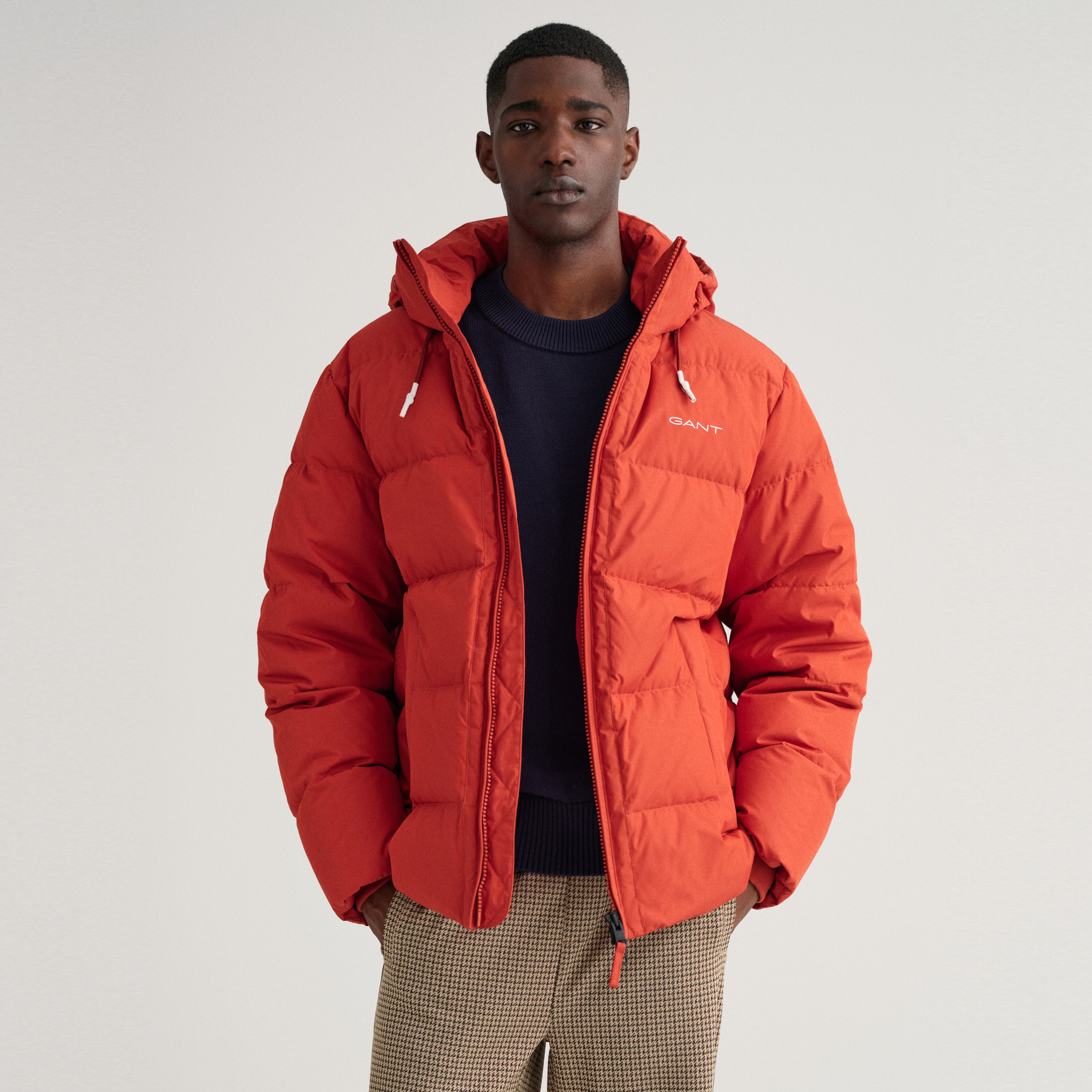 Gant Erkek Kırmızı Regular Fit Kapüşonlu Logolu Mont