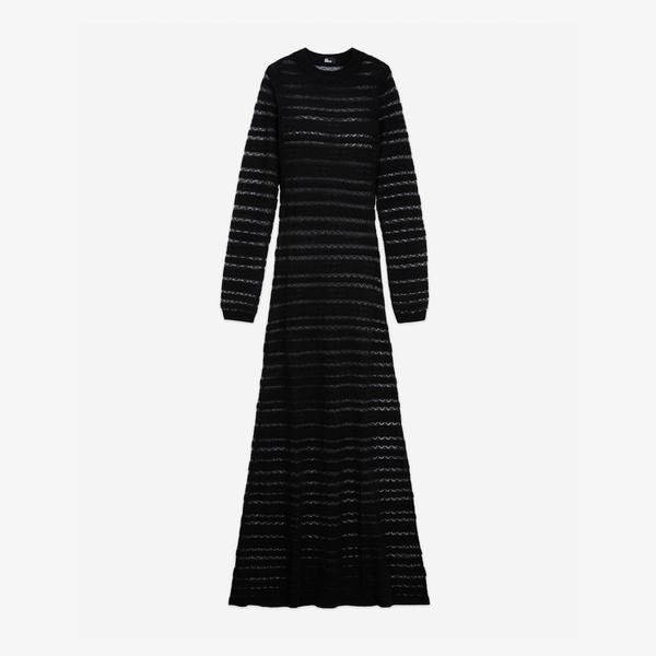 KADIN SİYAH TRANSPARAN UZUN ELBİSE