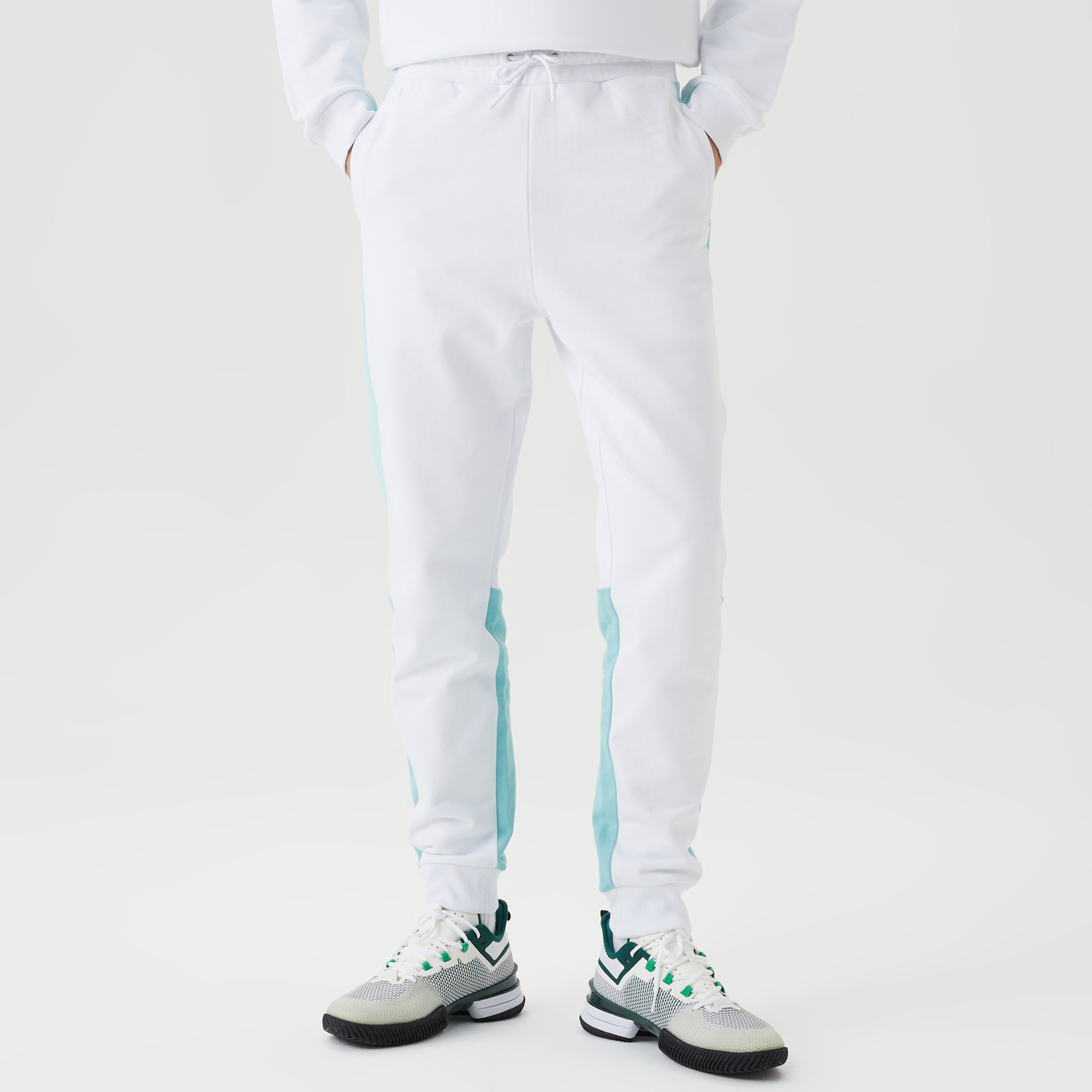 Erkek Regular Fit Renk Bloklu Beyaz Eşofman Altı