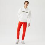 Erkek Relaxed Fit Kapüşonlu Baskılı Beyaz Sweatshirt