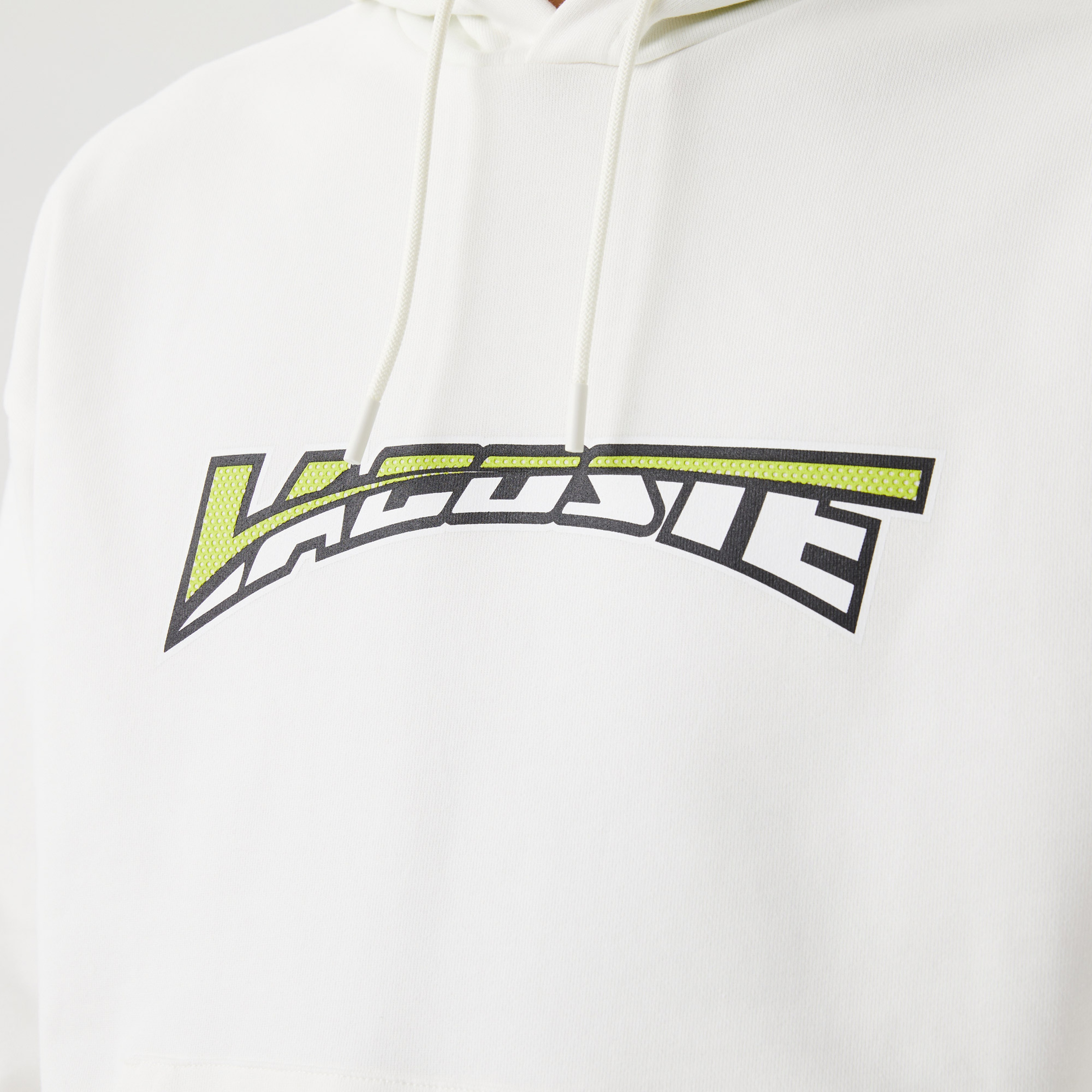 Erkek Relaxed Fit Kapüşonlu Baskılı Beyaz Sweatshirt