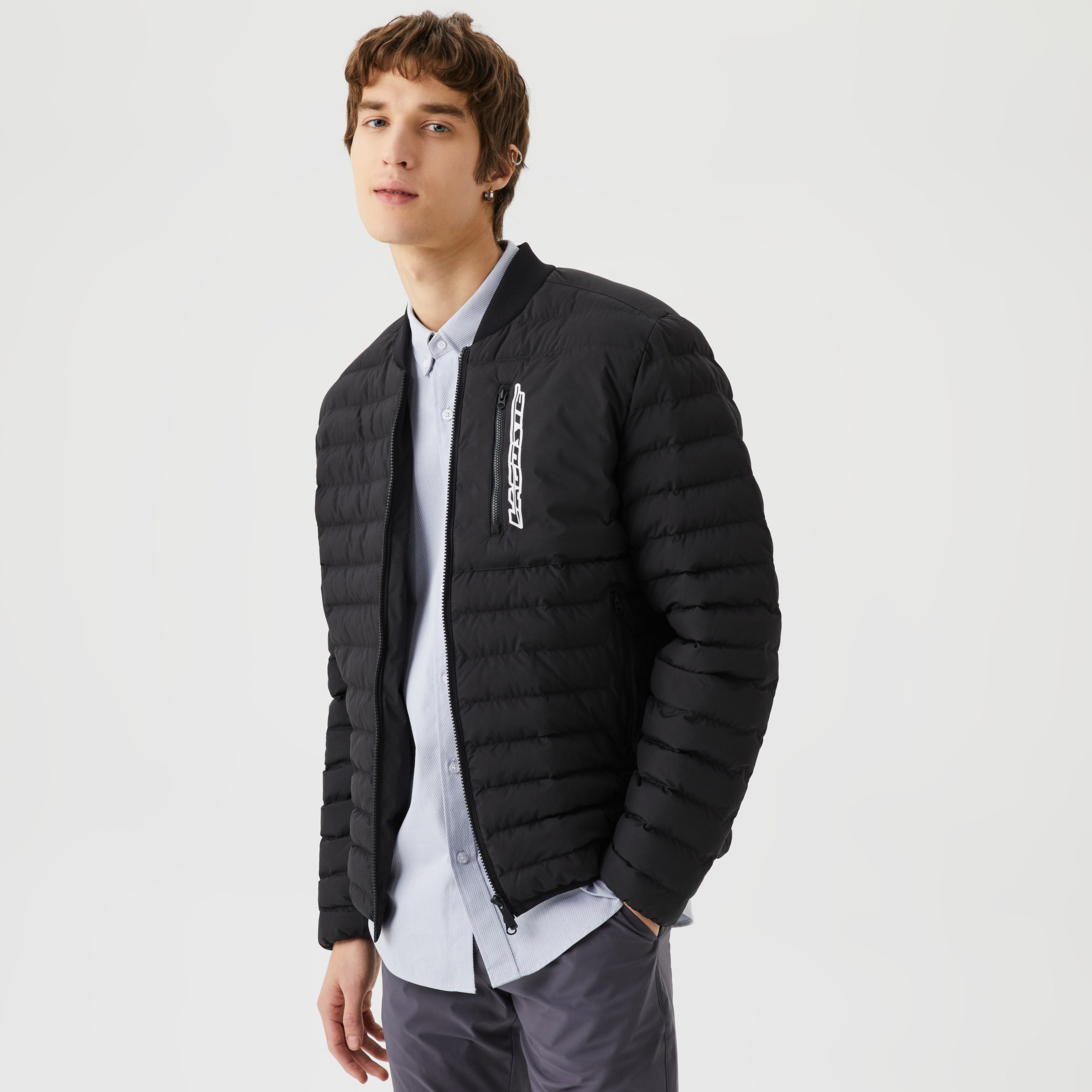 Erkek Hakim Yaka Kapitone Siyah Mont