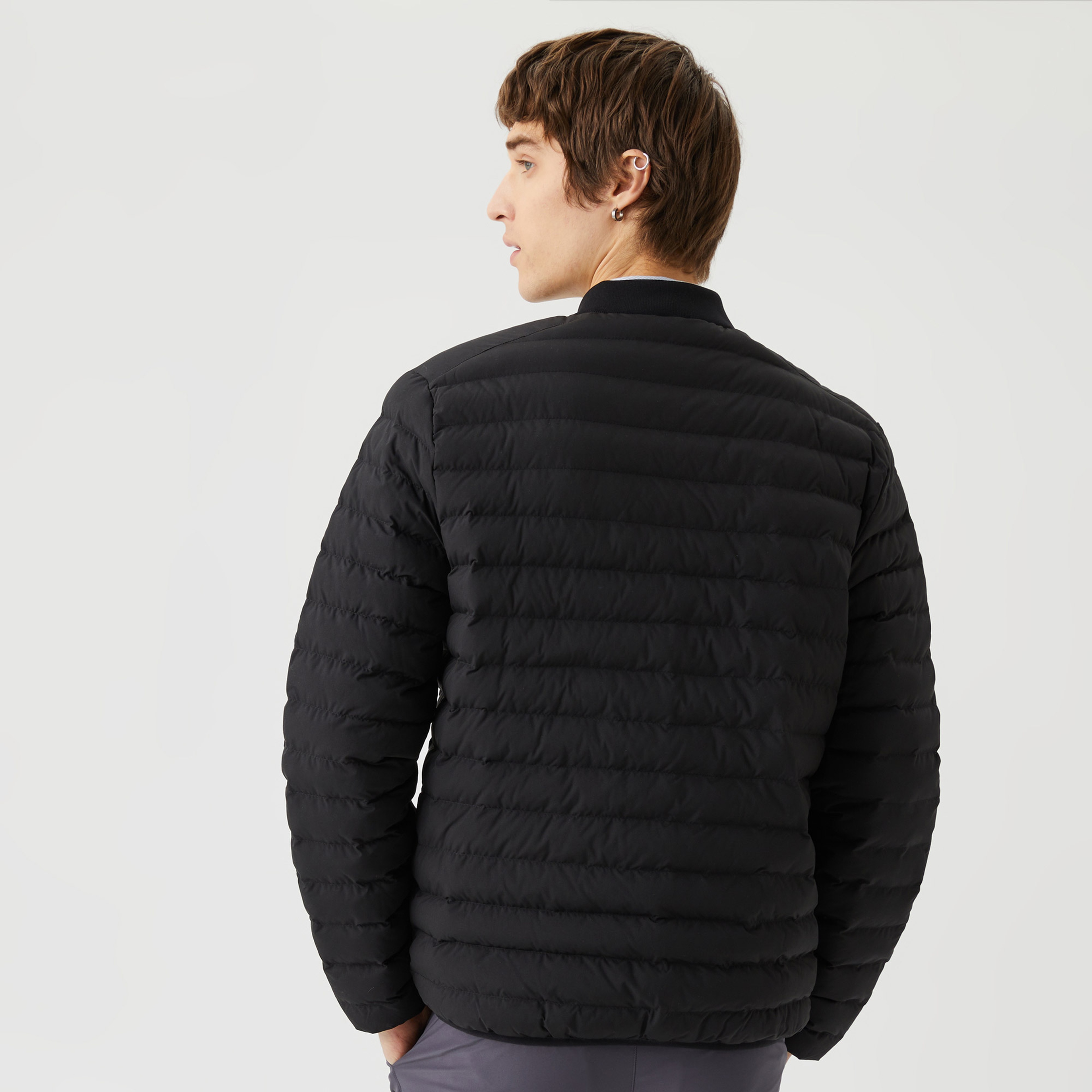 Erkek Hakim Yaka Kapitone Siyah Mont