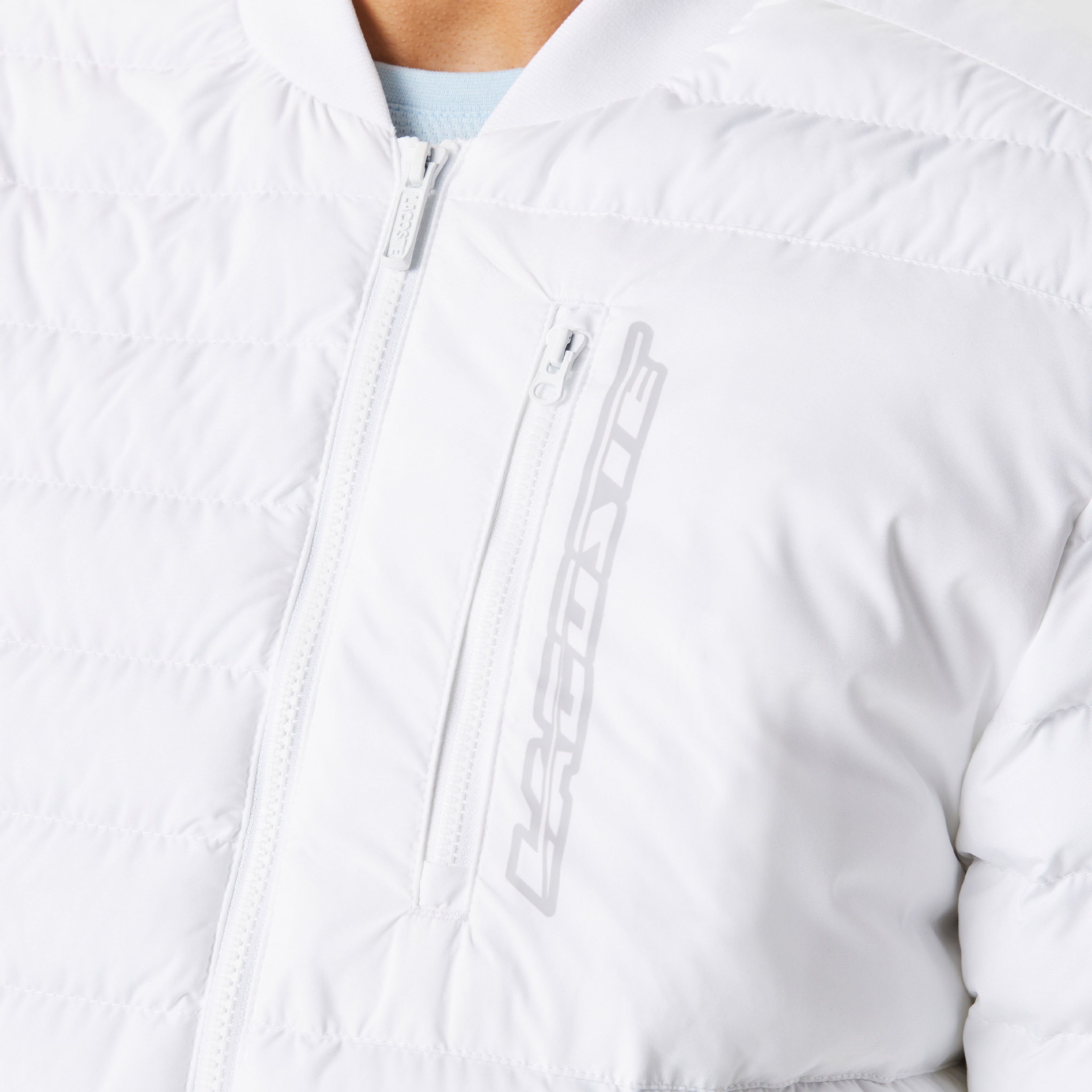 Erkek Hakim Yaka Kapitone Beyaz Mont