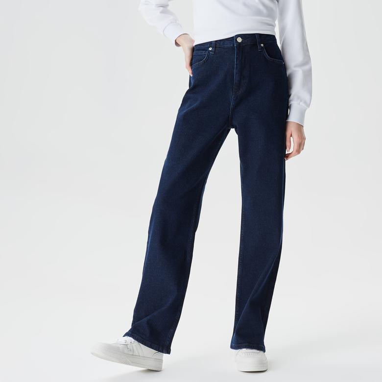 Kadın Straight Fit Lacivert Jean Pantolon