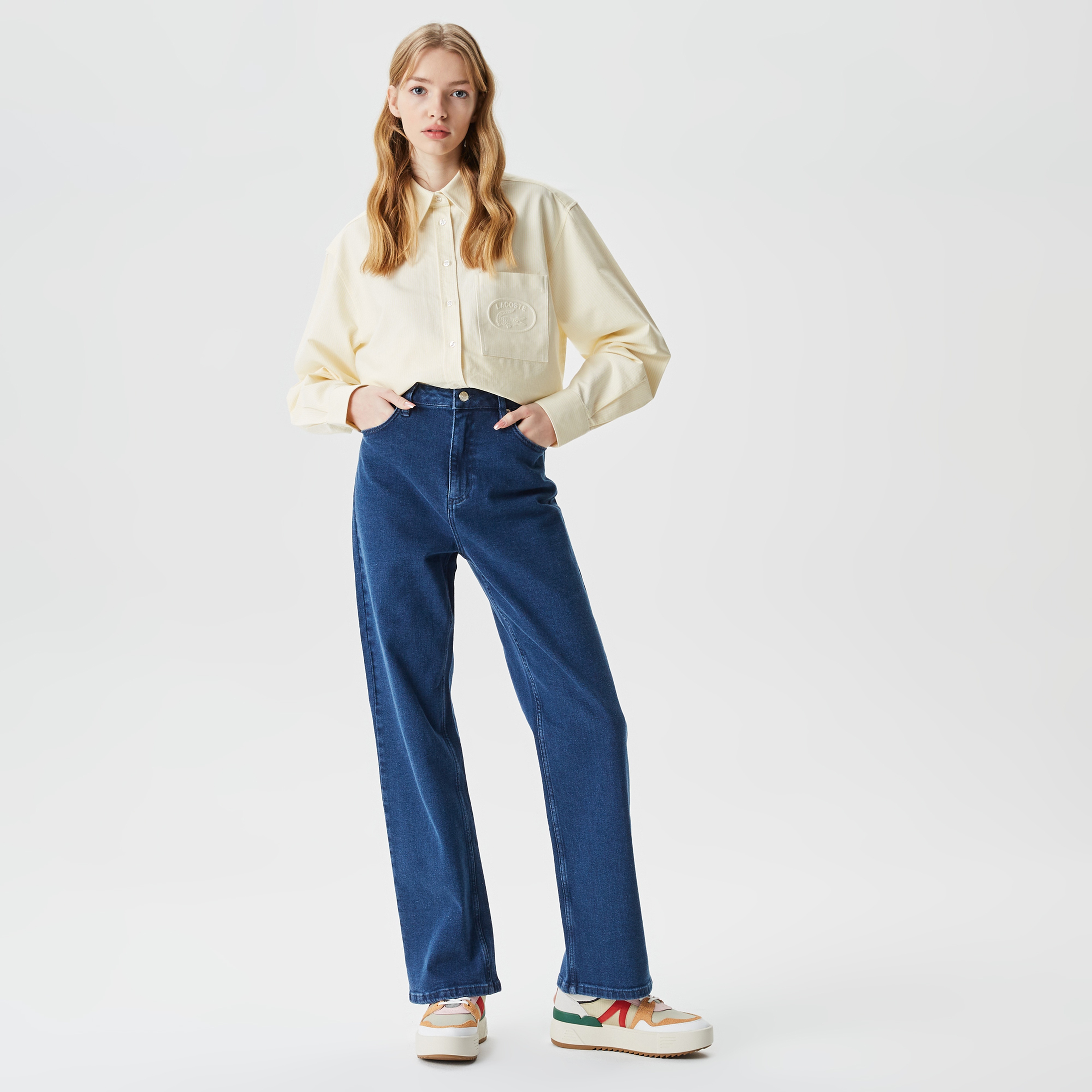 Kadın Straight Fit Denim Mavi Pantolon