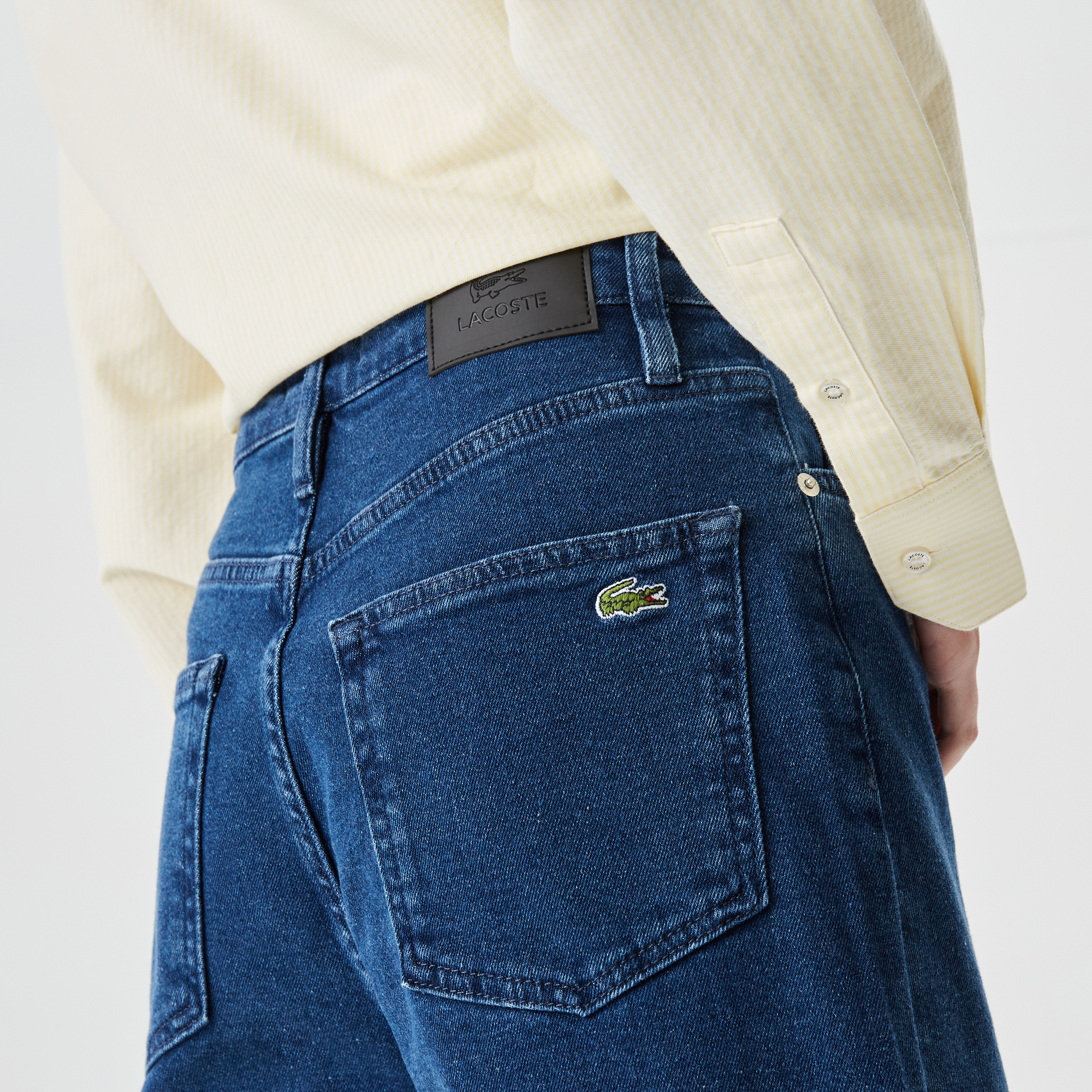 マンゴエ Lacoste Kadın Wide Fit Mavi Jean Pantolon HF2566-66R | Lacoste