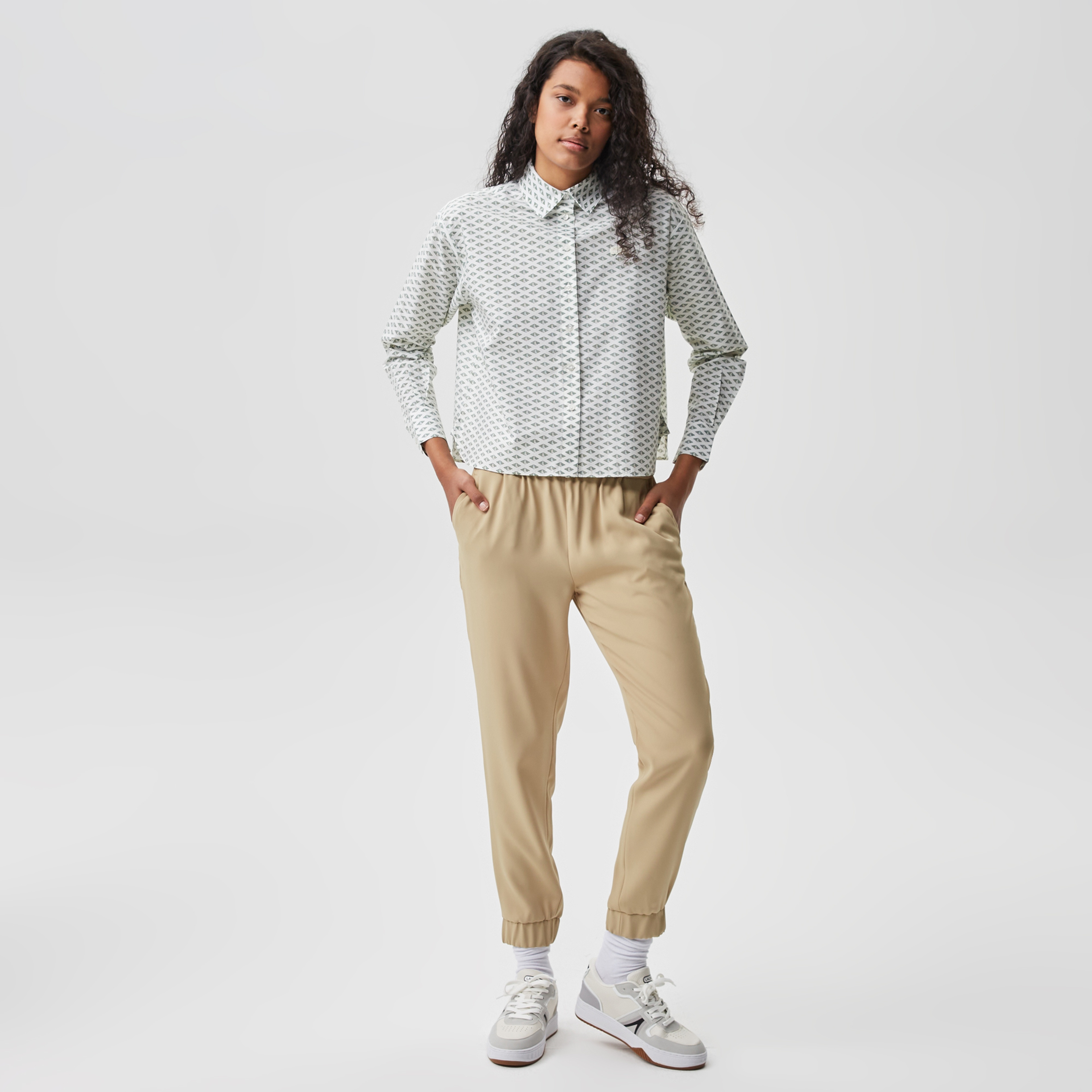 Kadın Tapered Fit Bej Pantolon