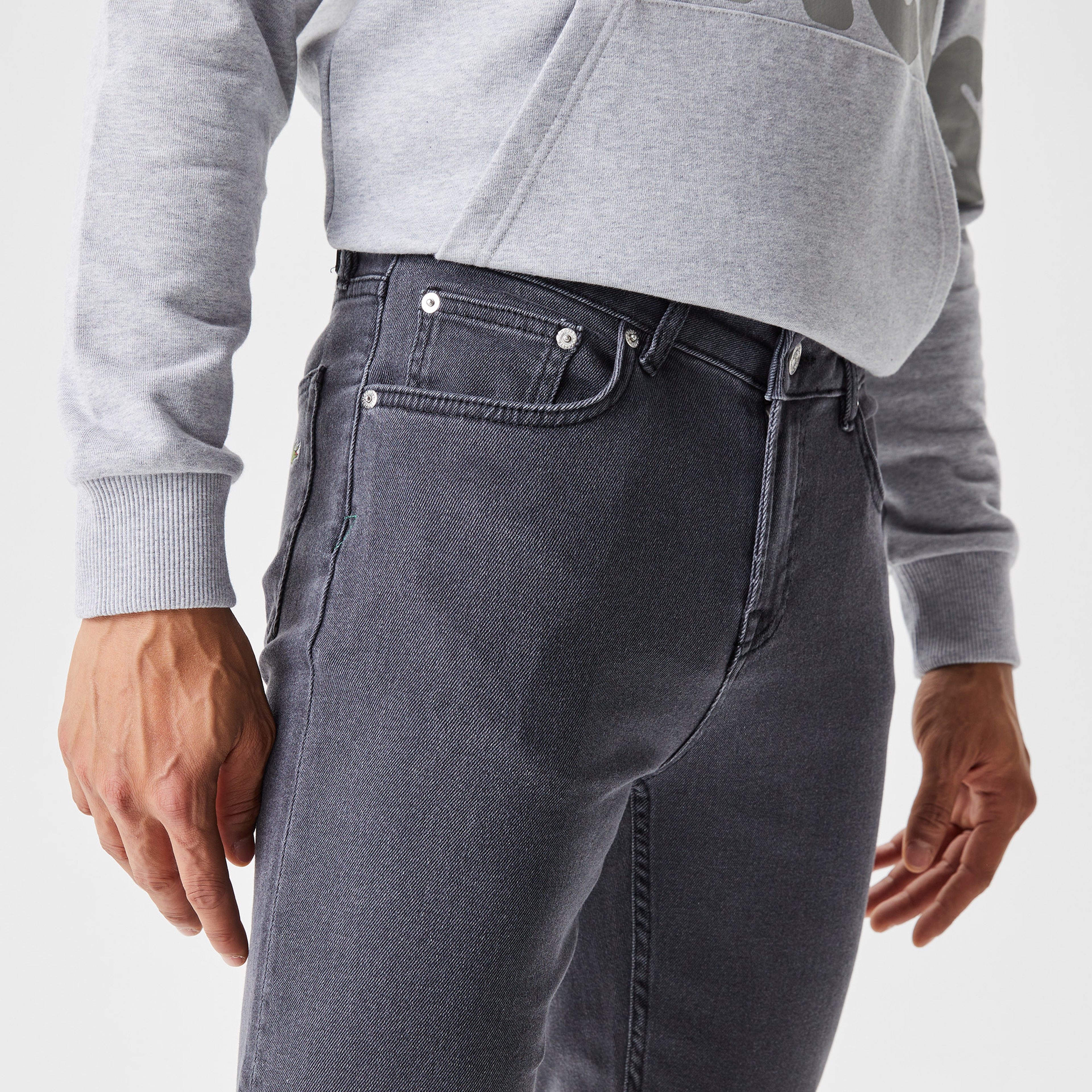 Erkek Slim Fit Denim Koyu Gri Pantolon