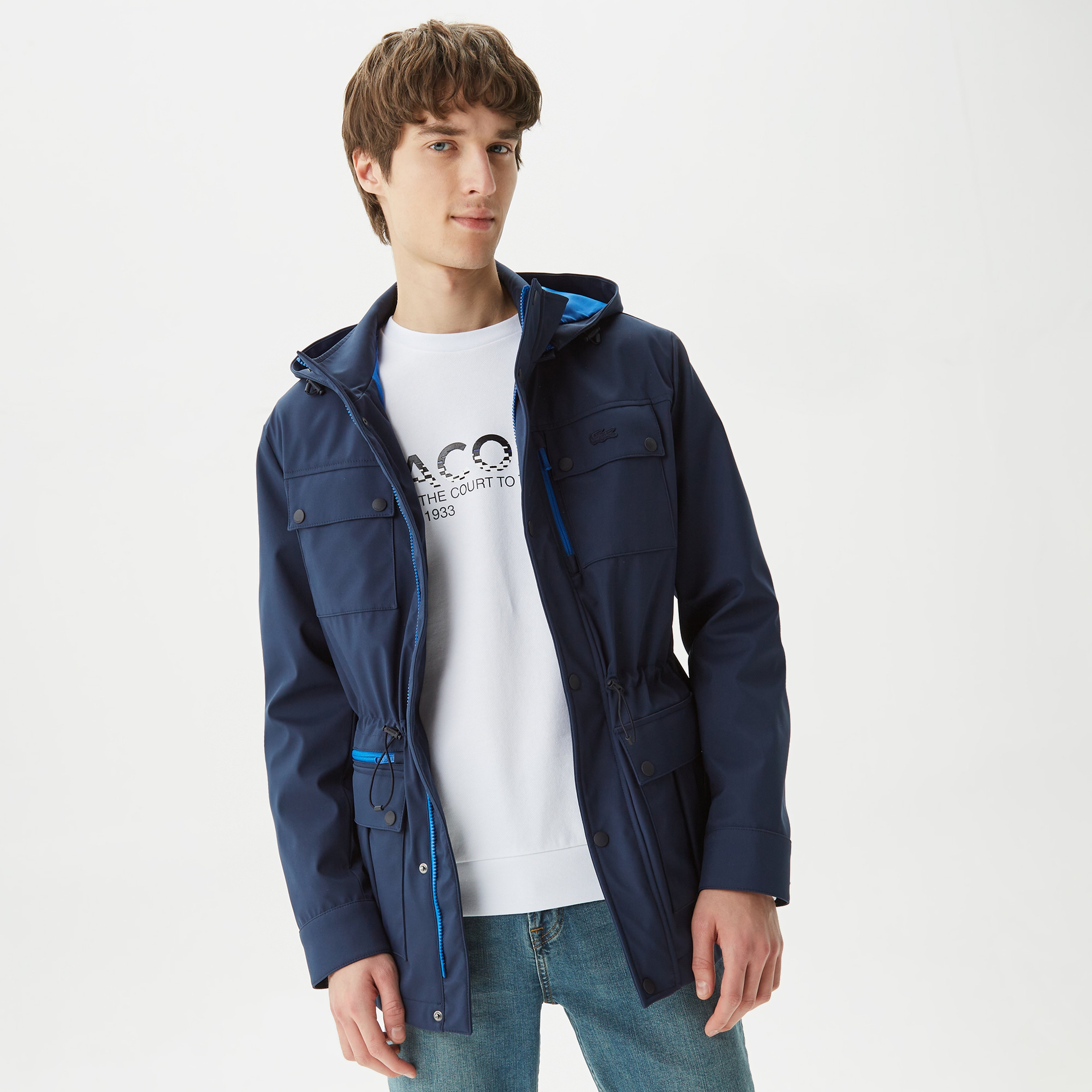 Erkek Kapüşonlu Lacivert Mont