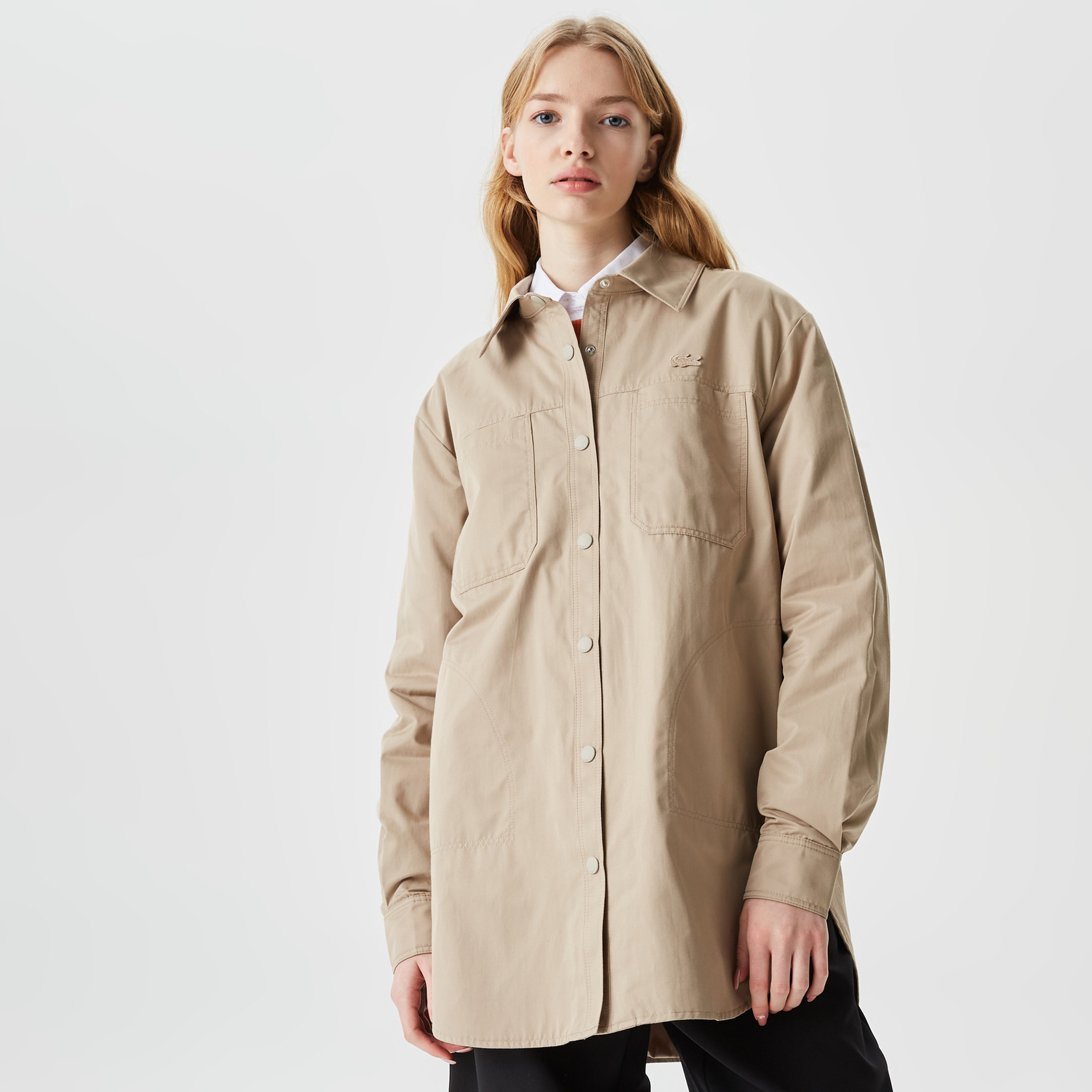 Kadın Gömlek Yaka Kahverengi Mont