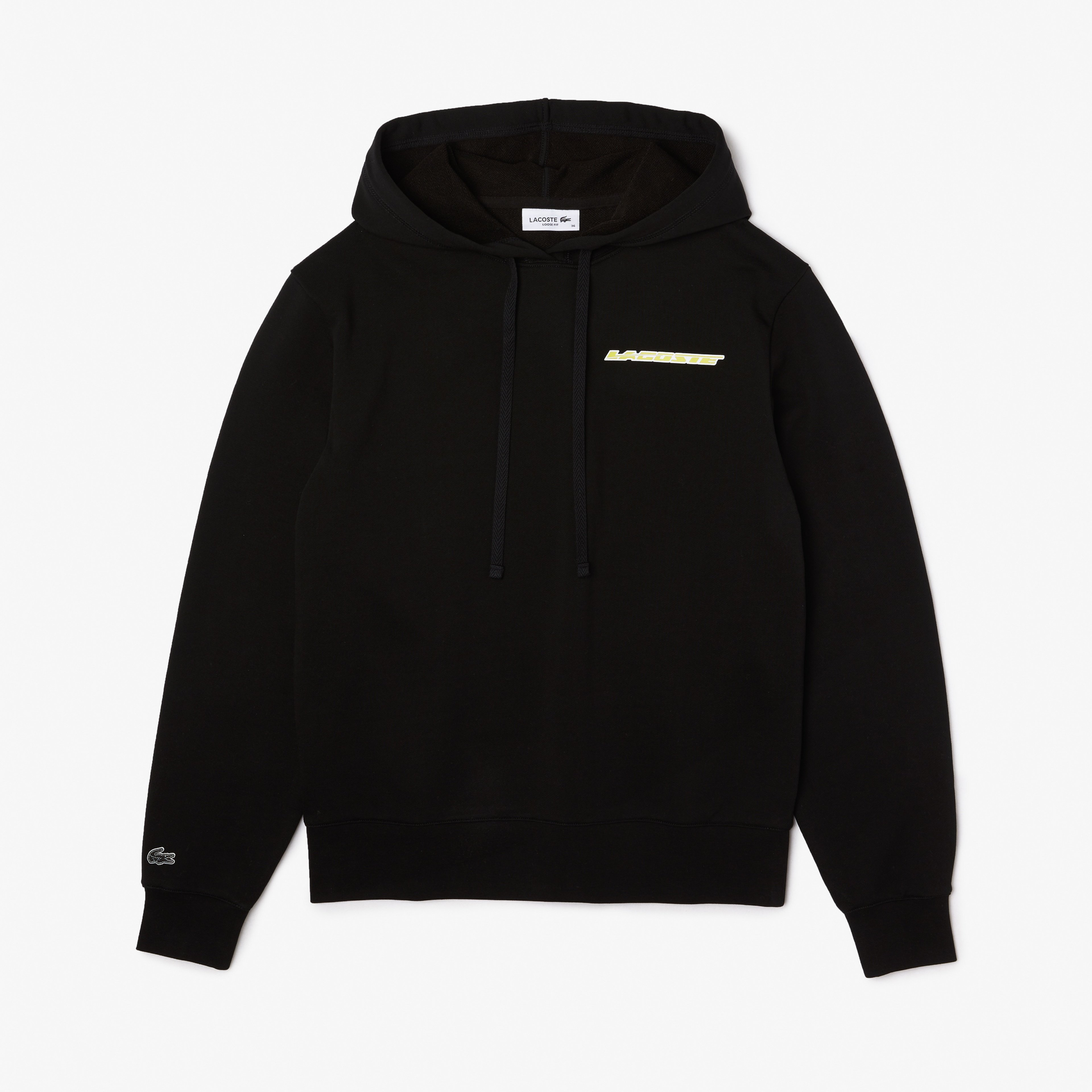 Kadın Loose Fit Kapüşonlu Baskılı Siyah Sweatshirt