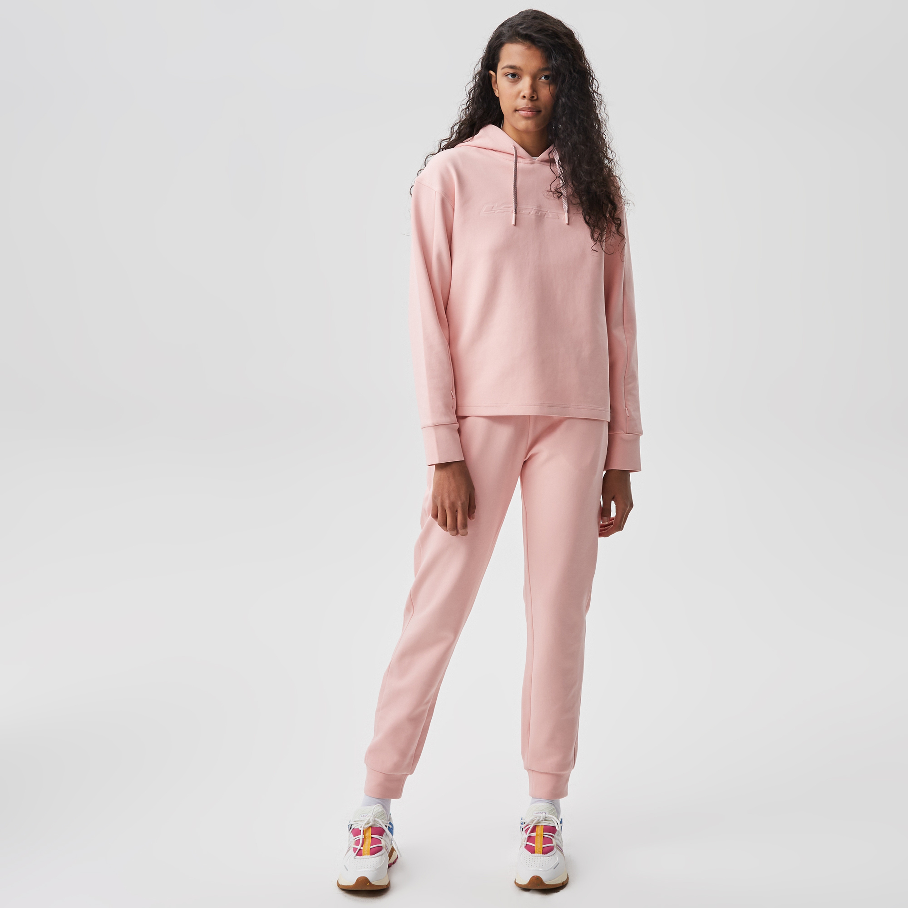 Kadın Loose Fit Kapüşonlu Baskılı Pembe Sweatshirt