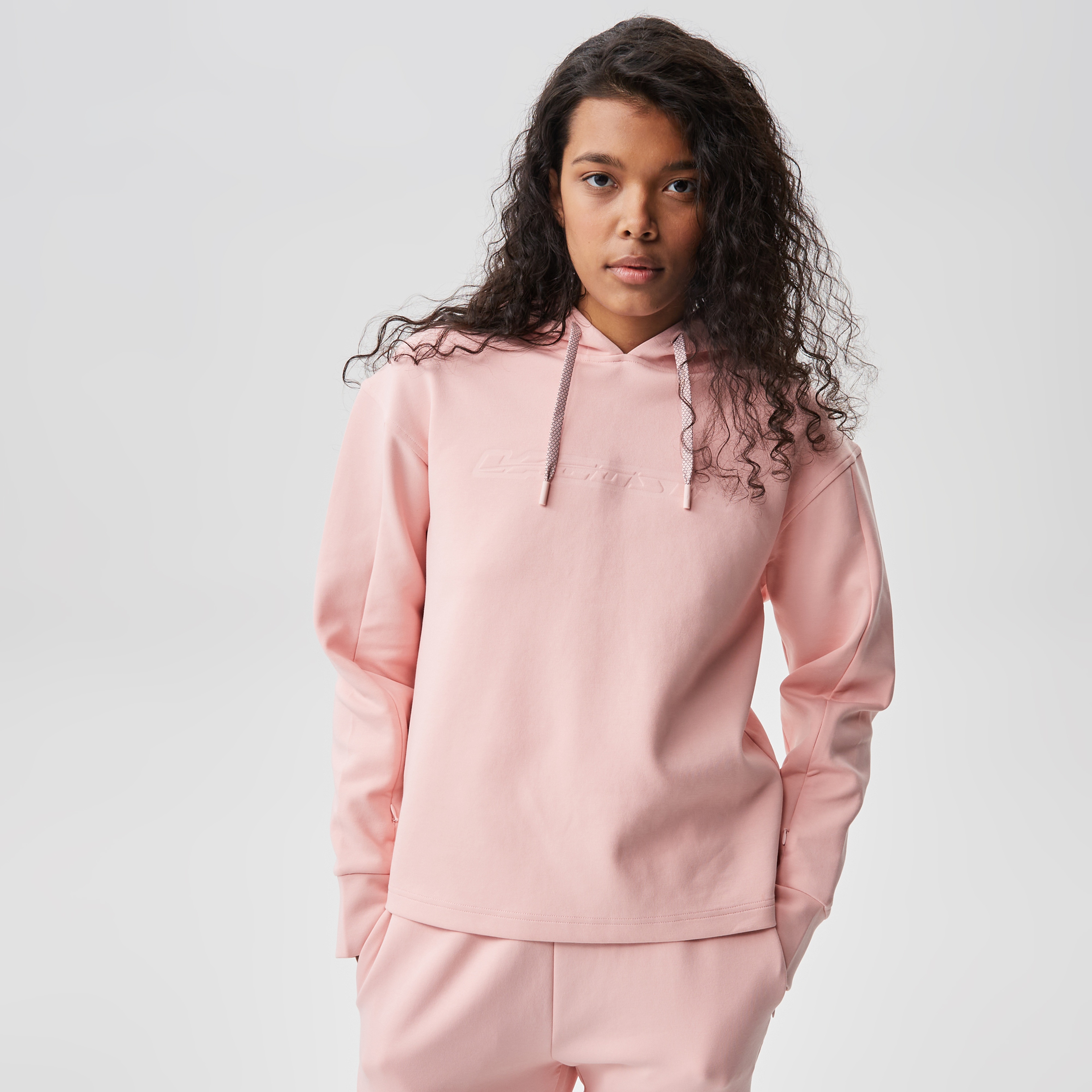 Kadın Loose Fit Kapüşonlu Baskılı Pembe Sweatshirt