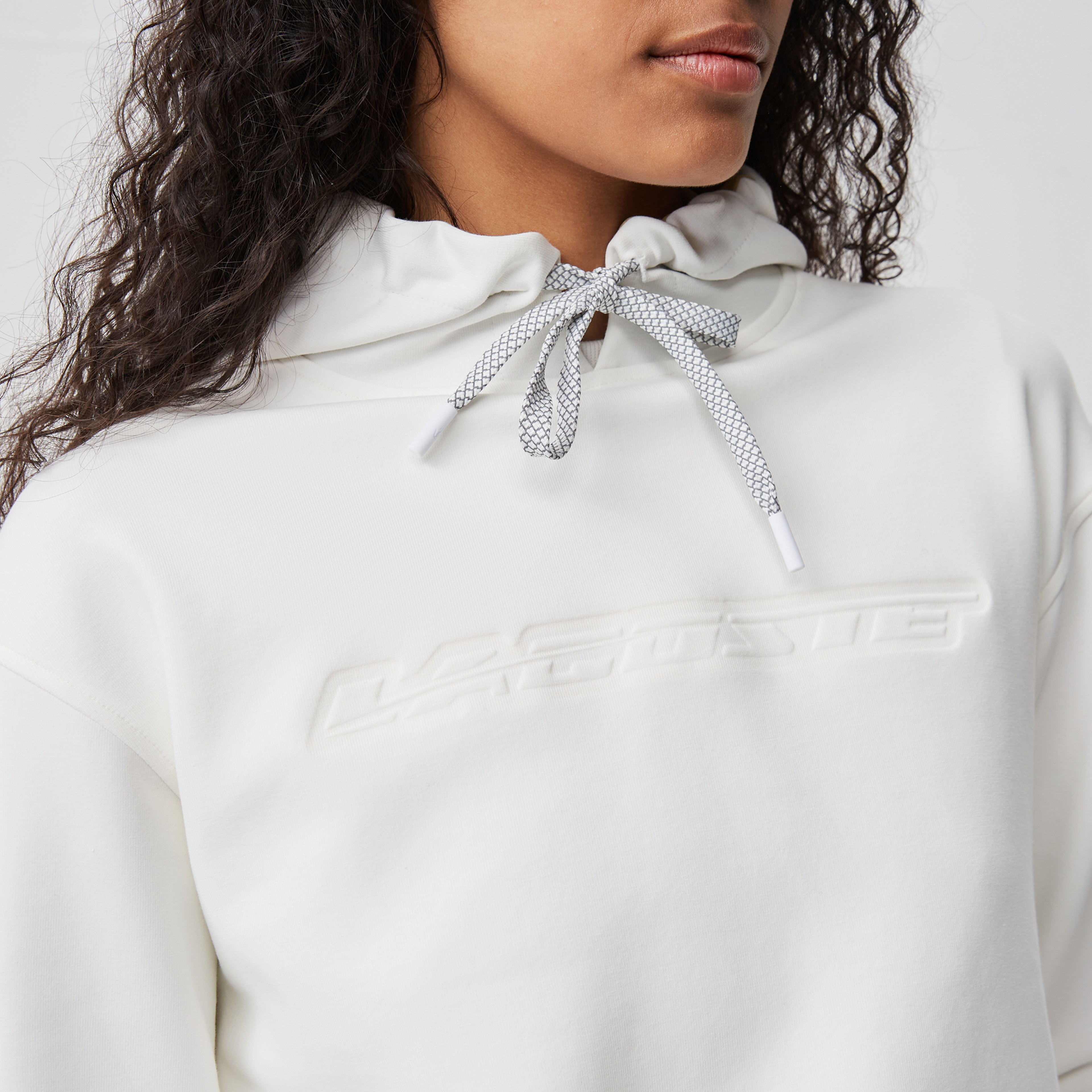 Kadın Loose Fit Kapüşonlu Baskılı Beyaz Sweatshirt