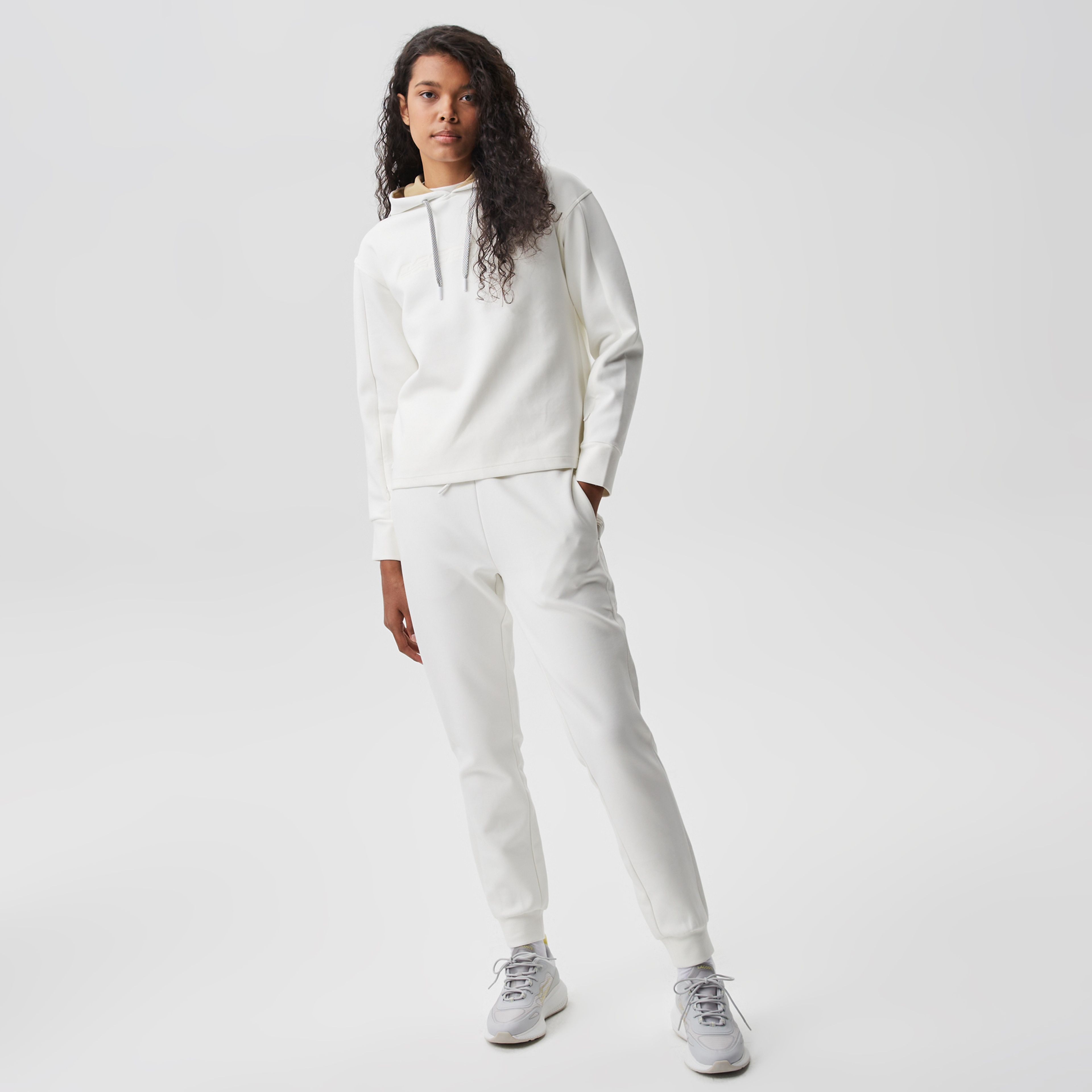 Kadın Loose Fit Kapüşonlu Baskılı Beyaz Sweatshirt