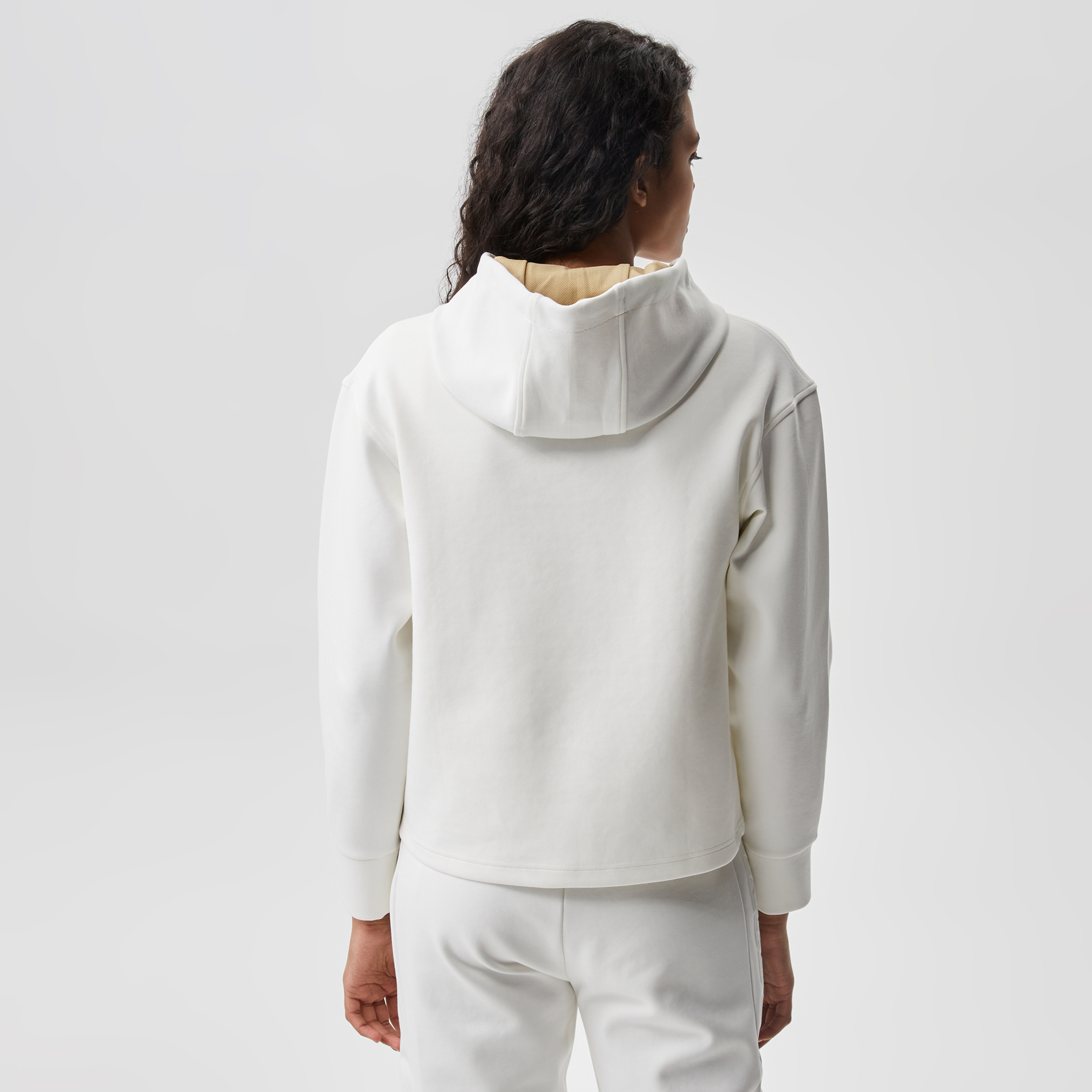 Kadın Loose Fit Kapüşonlu Baskılı Beyaz Sweatshirt