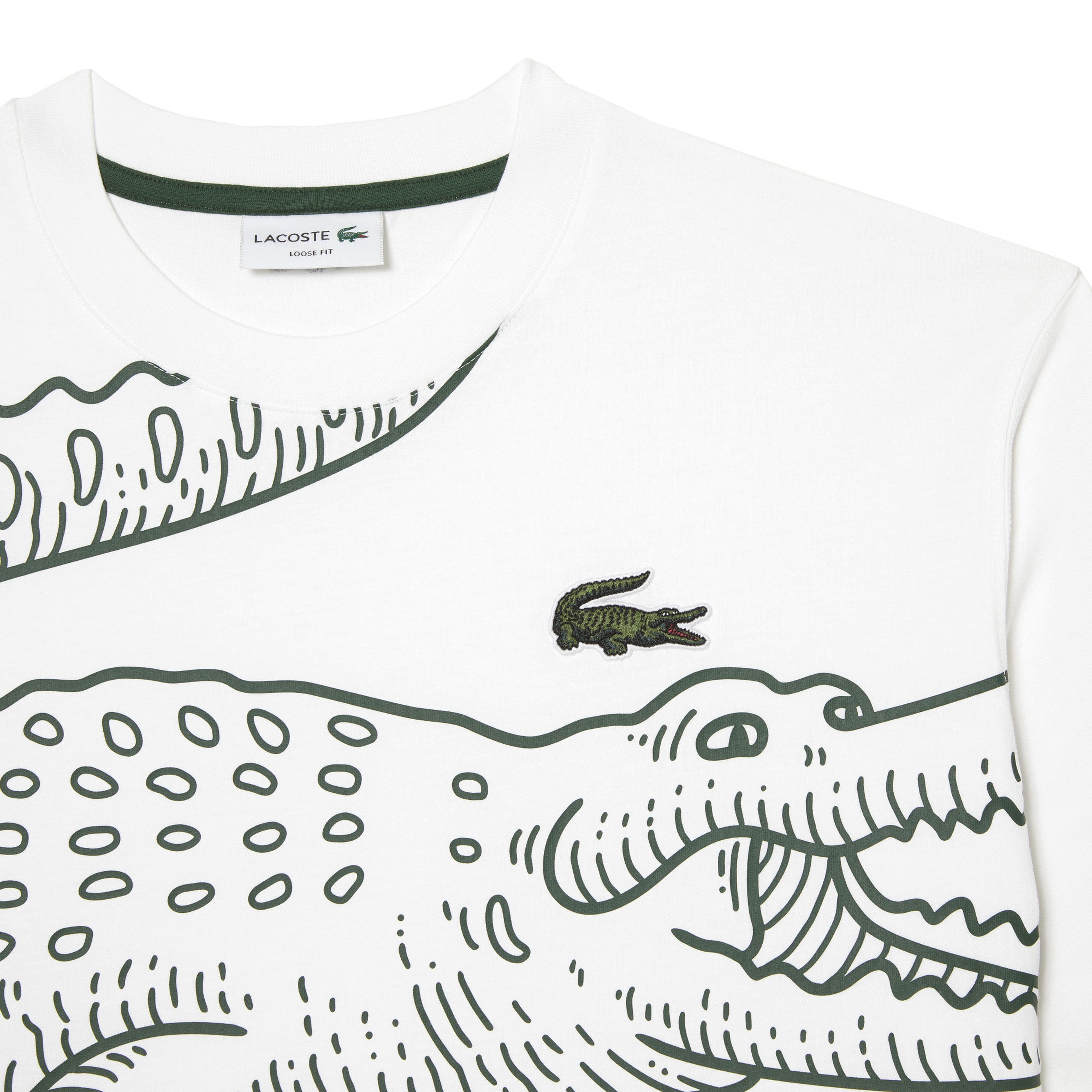 Erkek Loose Fit Bisiklet Yaka Organik Pamuk Baskılı Beyaz T-Shirt