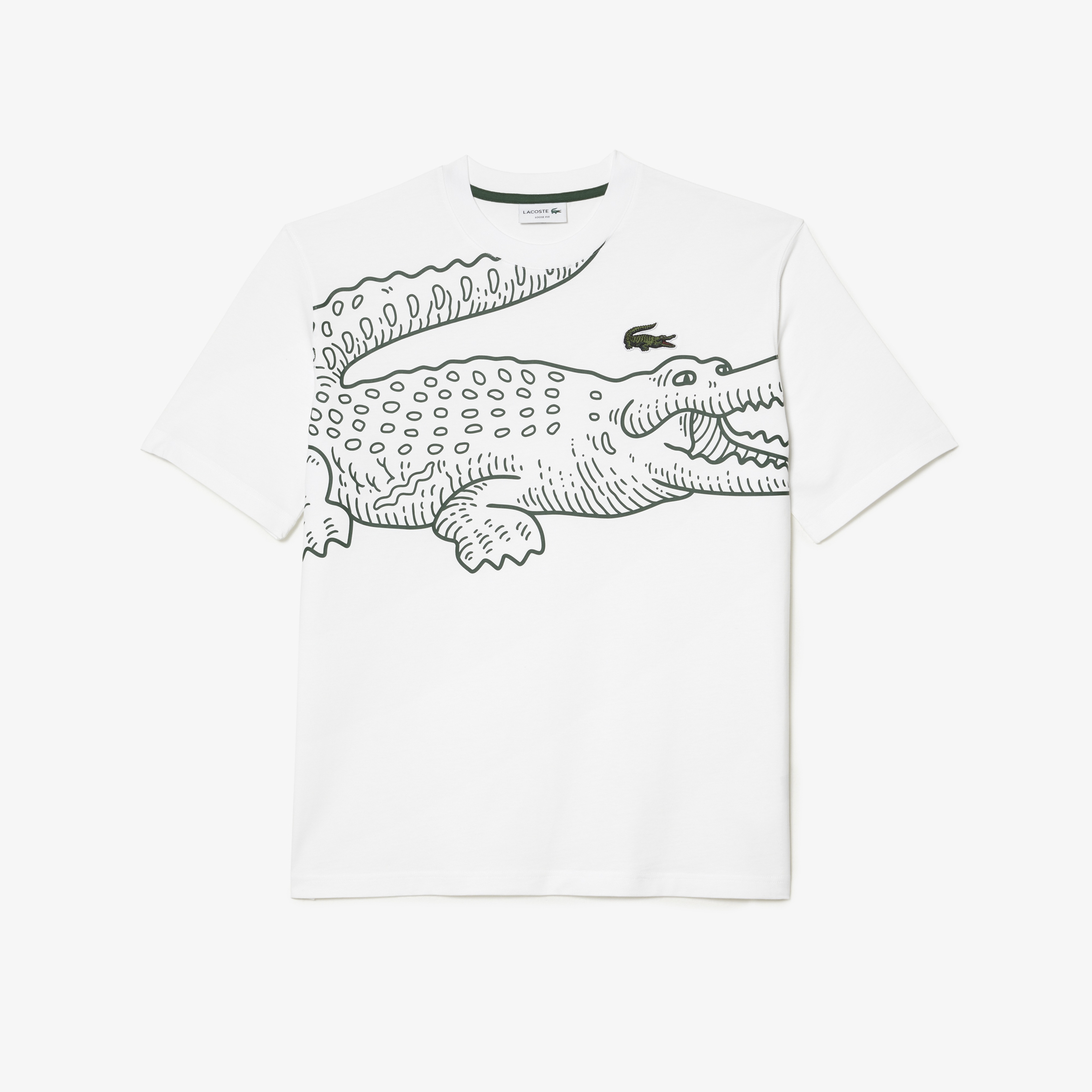 Erkek Loose Fit Bisiklet Yaka Organik Pamuk Baskılı Beyaz T-Shirt