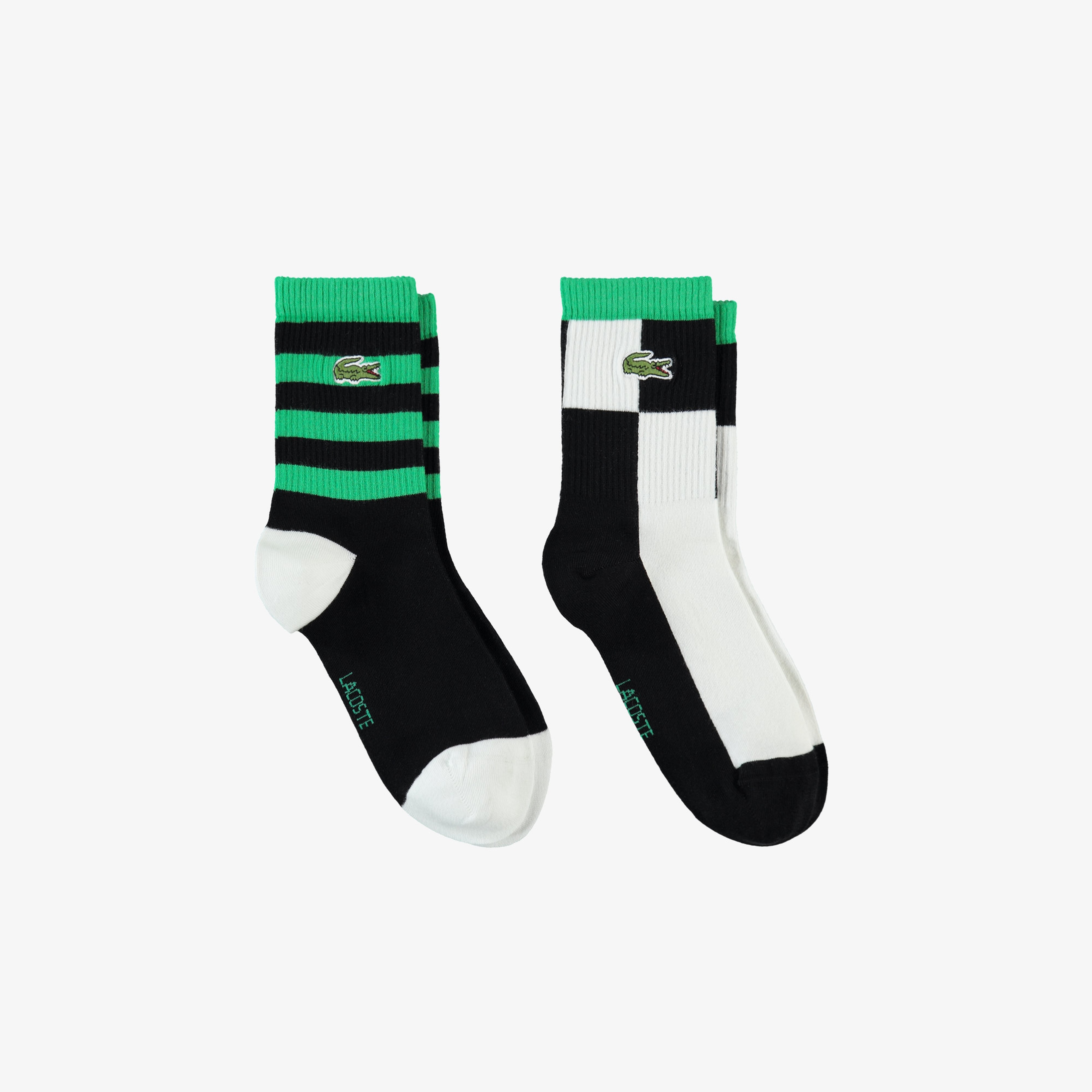 Unisex Renk Bloklu Siyah Çorap