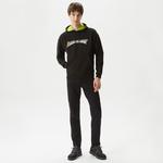 Erkek Relaxed Fit Kapüşonlu Baskılı Siyah Sweatshirt