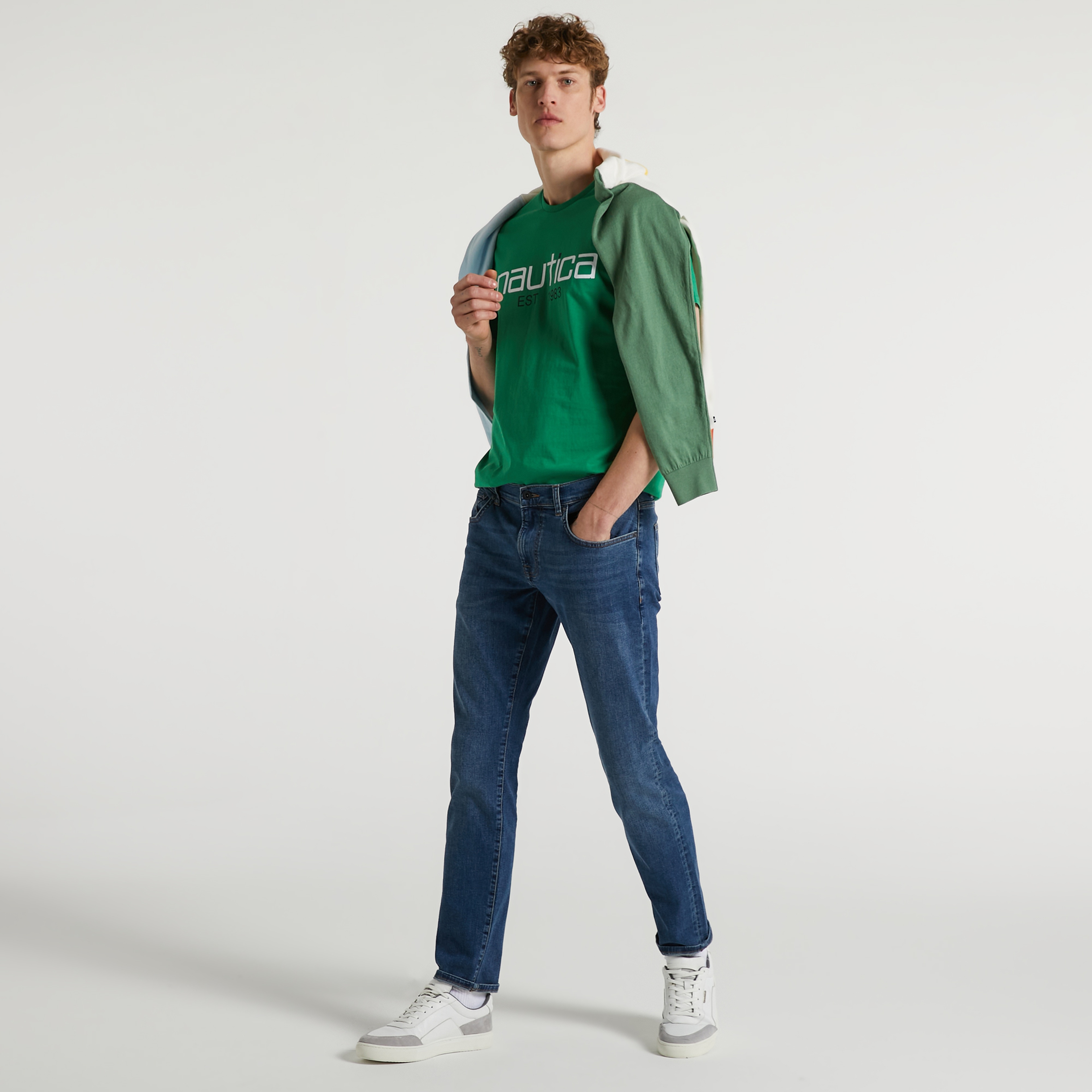 Nautica Erkek Yeşil Desenli Standart Fit T-Shirt