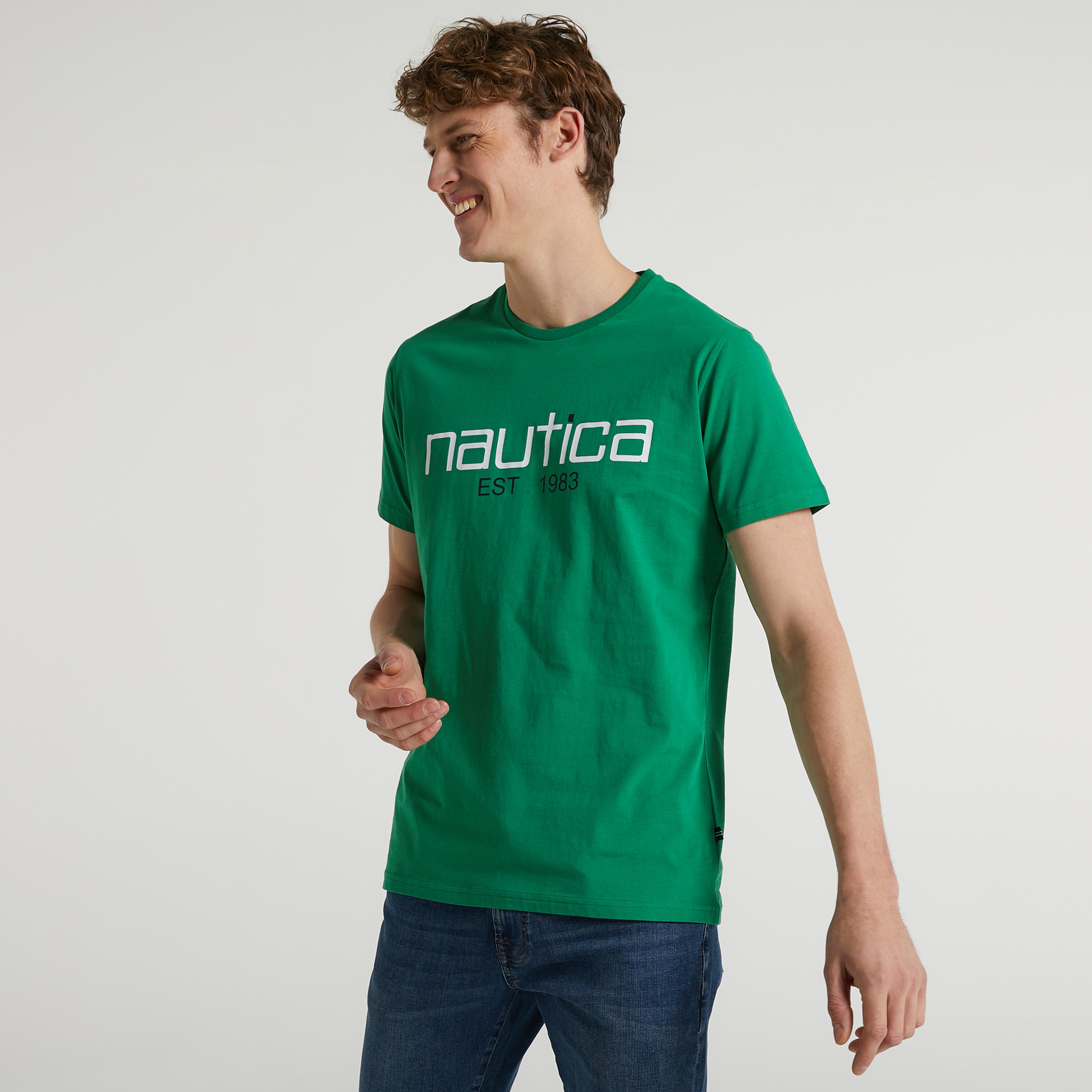 Nautica Erkek Yeşil Desenli Standart Fit T-Shirt