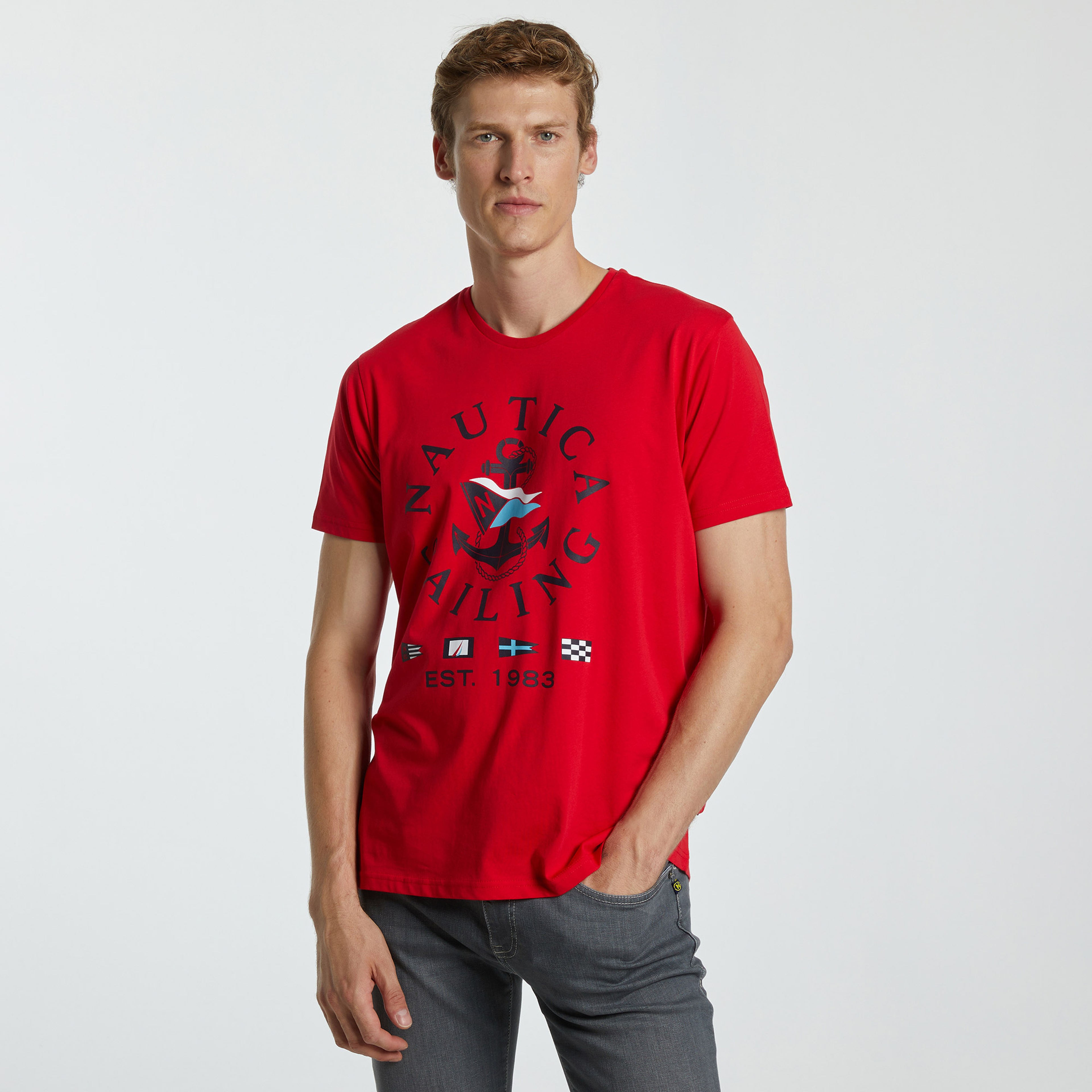 Nautica Erkek Kırmızı Standart Fit Kısa Kollu T-Shirt