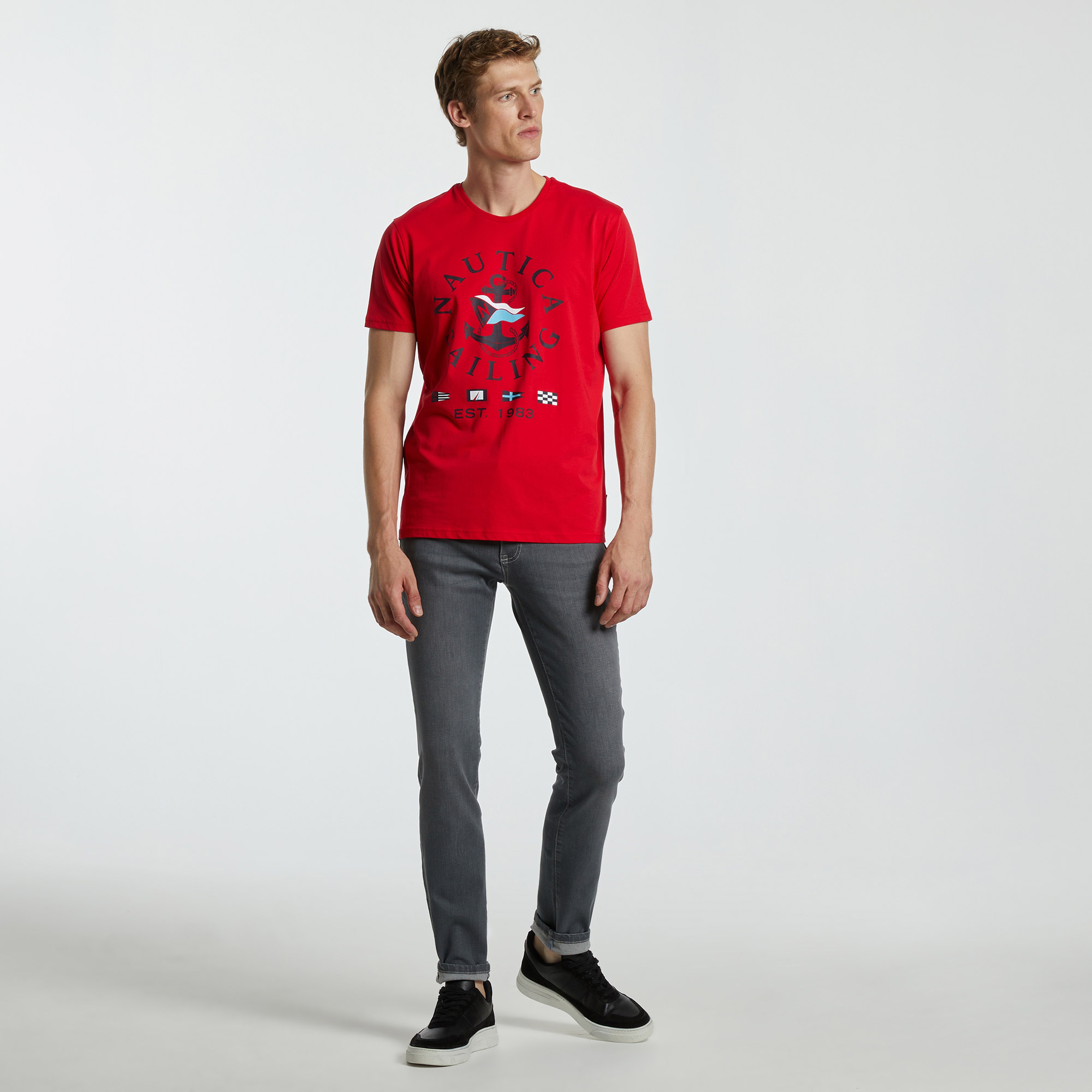 Nautica Erkek Kırmızı Standart Fit Kısa Kollu T-Shirt