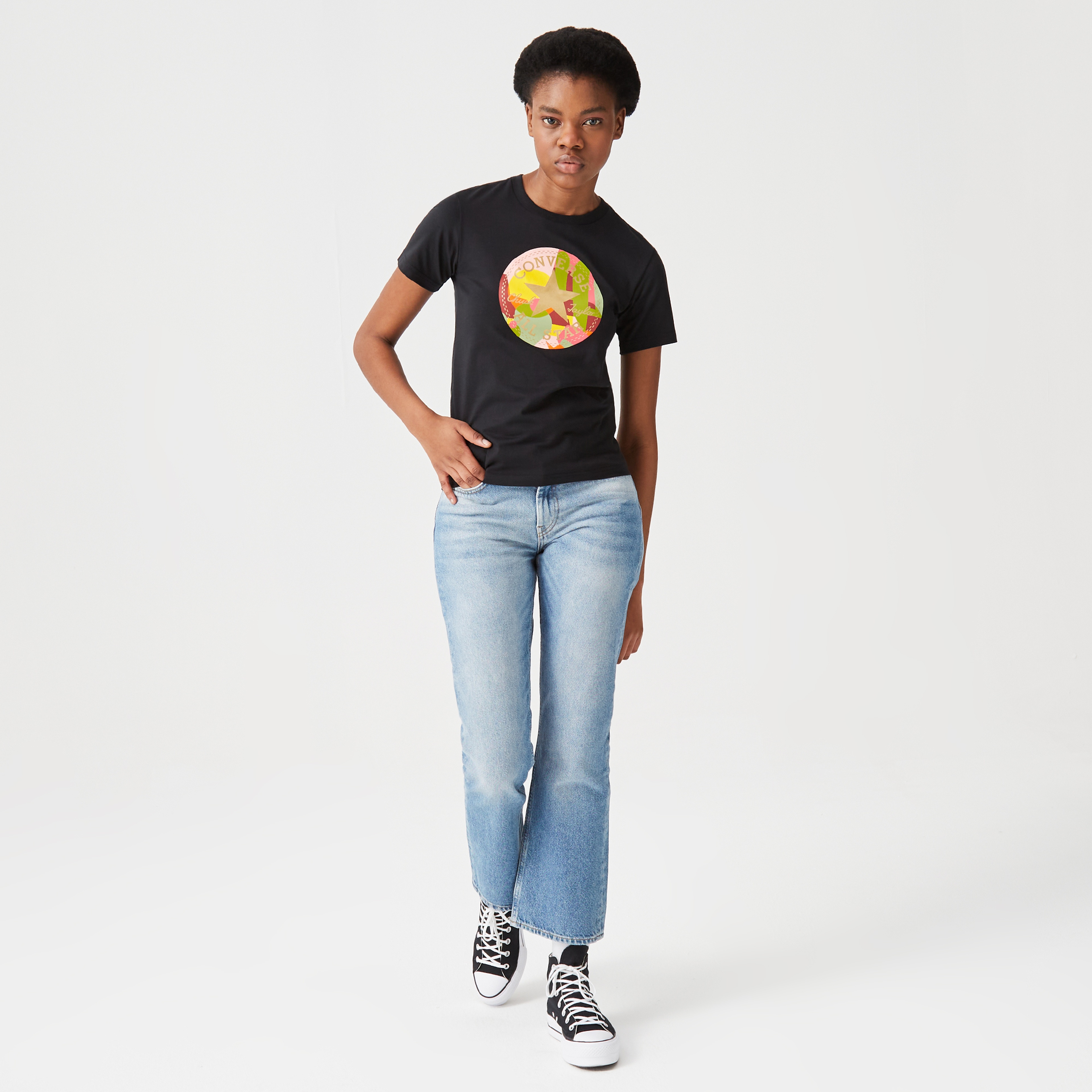 Converse Metallic Desert Rave Kadın Siyah T-Shirt